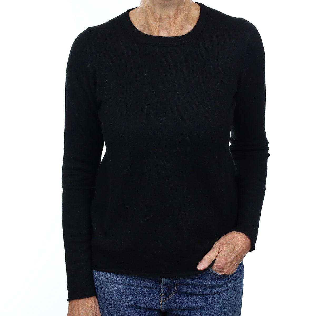 Black Cashmere Crew Neck Jumper Medium