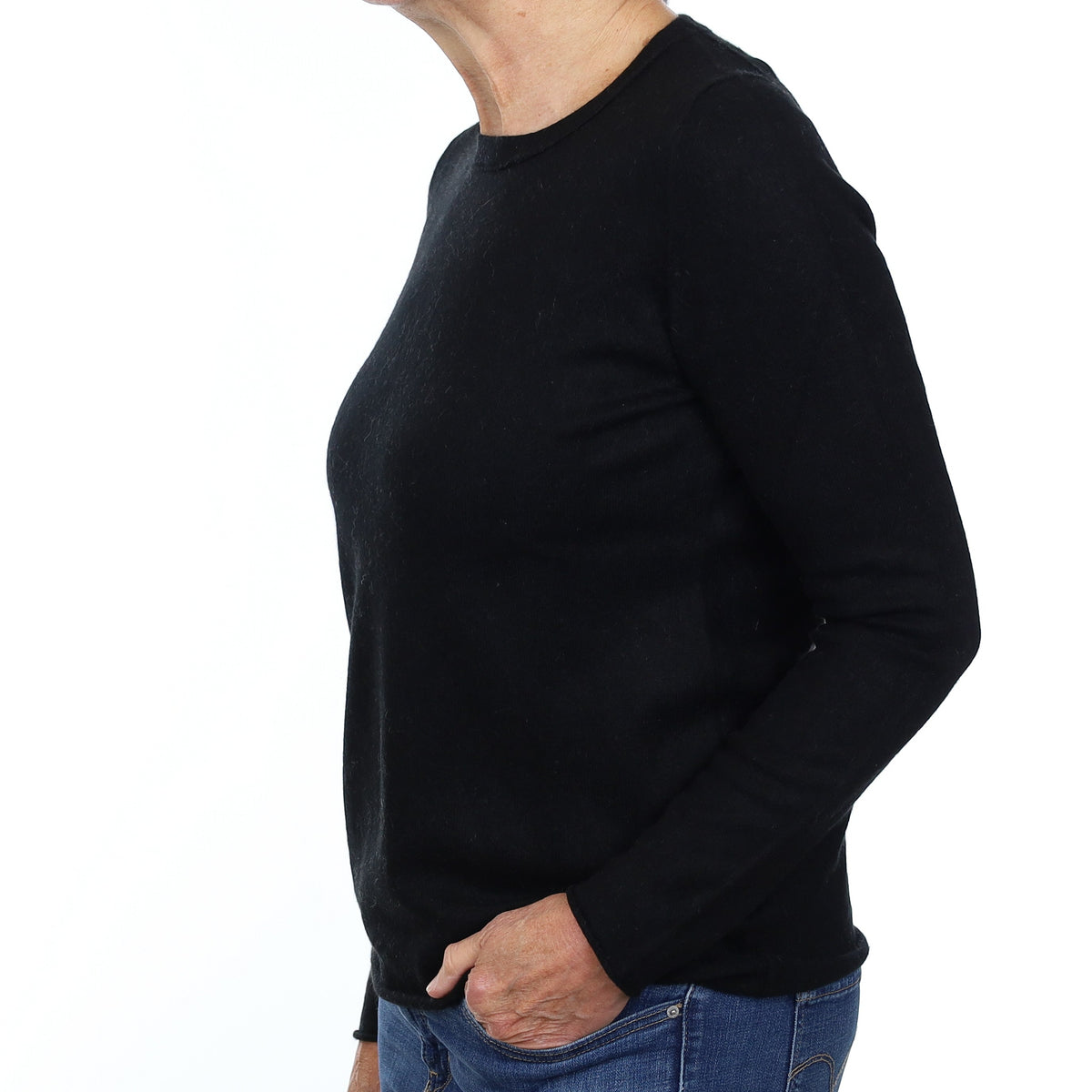 Black Cashmere Crew Neck Jumper Medium
