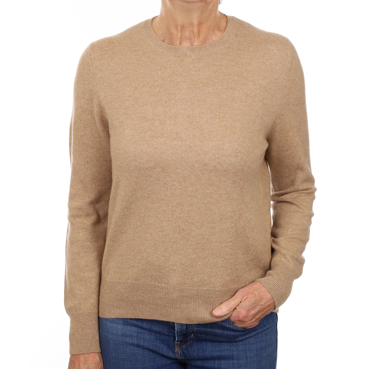 Fudge Brown Cashmere Crew Neck Jumper Medium