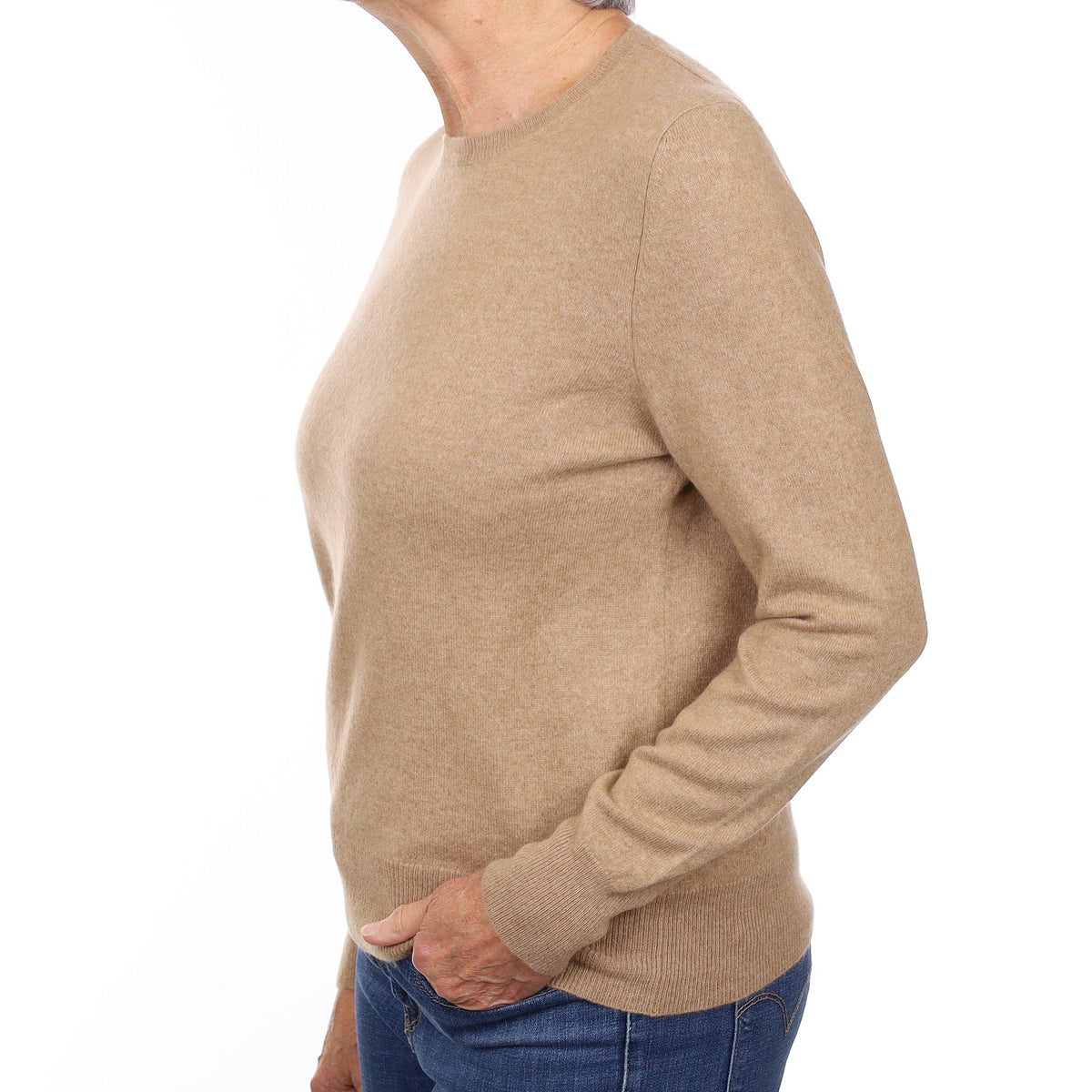 Fudge Brown Cashmere Crew Neck Jumper Medium