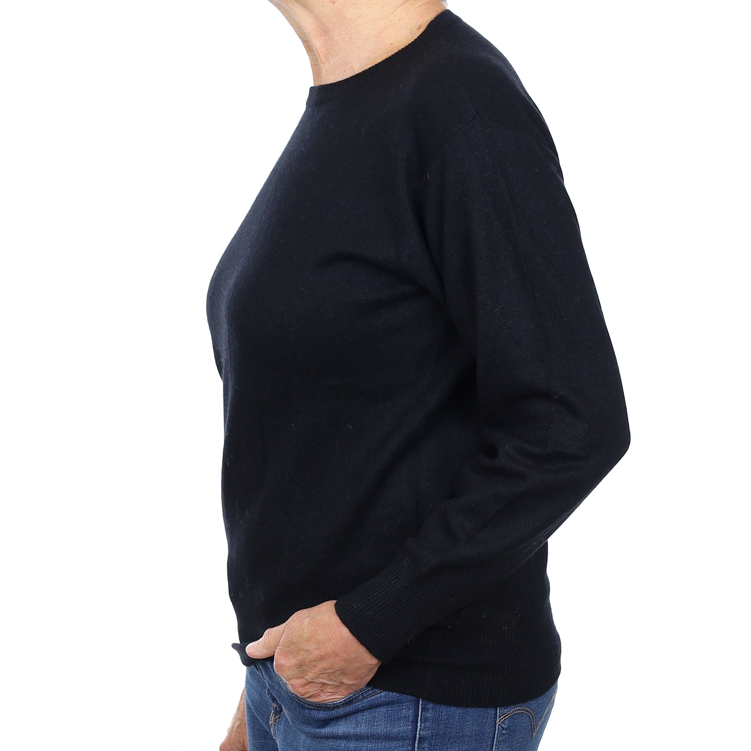 Black Cashmere Crew Neck Jumper Medium