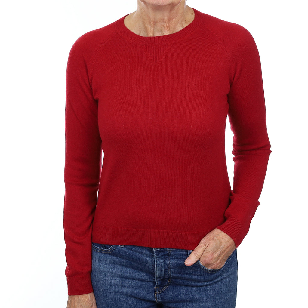 Scarlet Red Sweatshirt Style Cashmere Crew Neck Jumper Medium