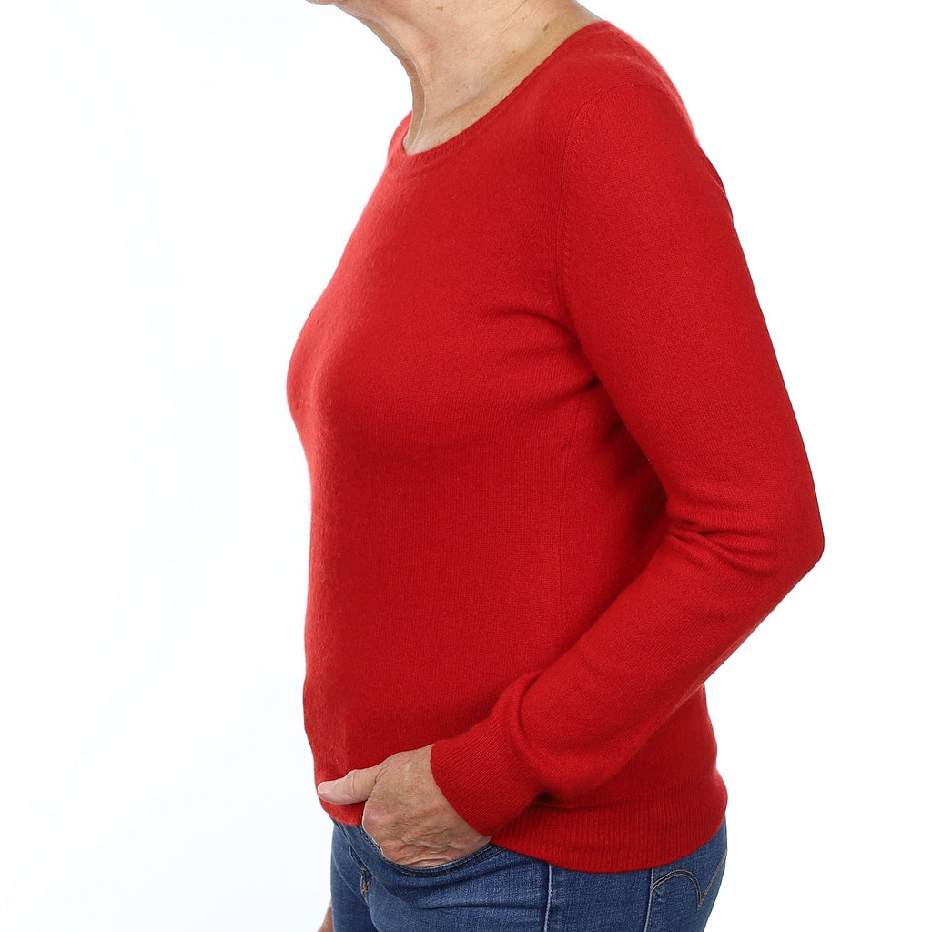 Scarlet Red Cashmere Crew Neck Jumper Medium