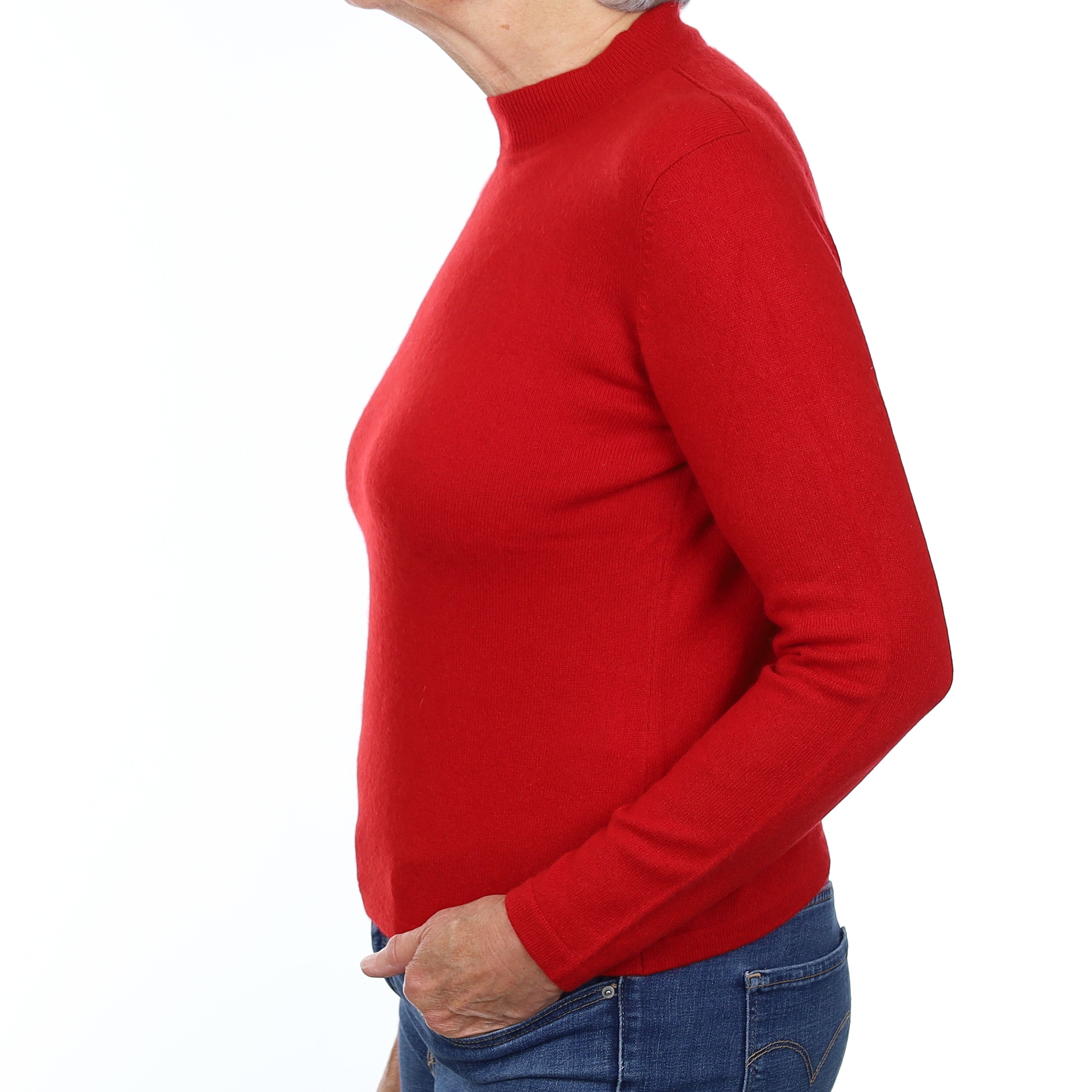 Scarlet Red Cashmere Turtleneck Jumper Medium