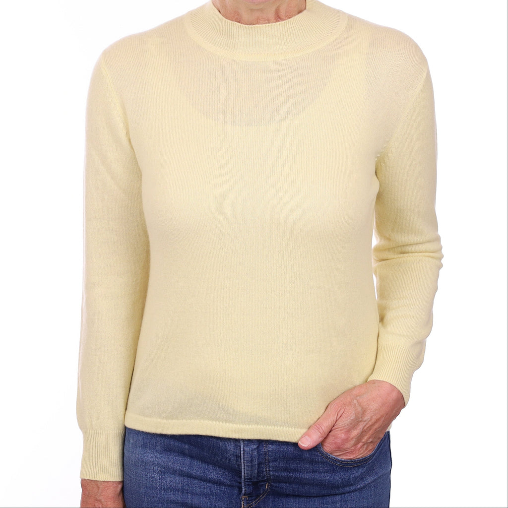 Butter Yellow Cashmere Turtleneck Jumper Medium