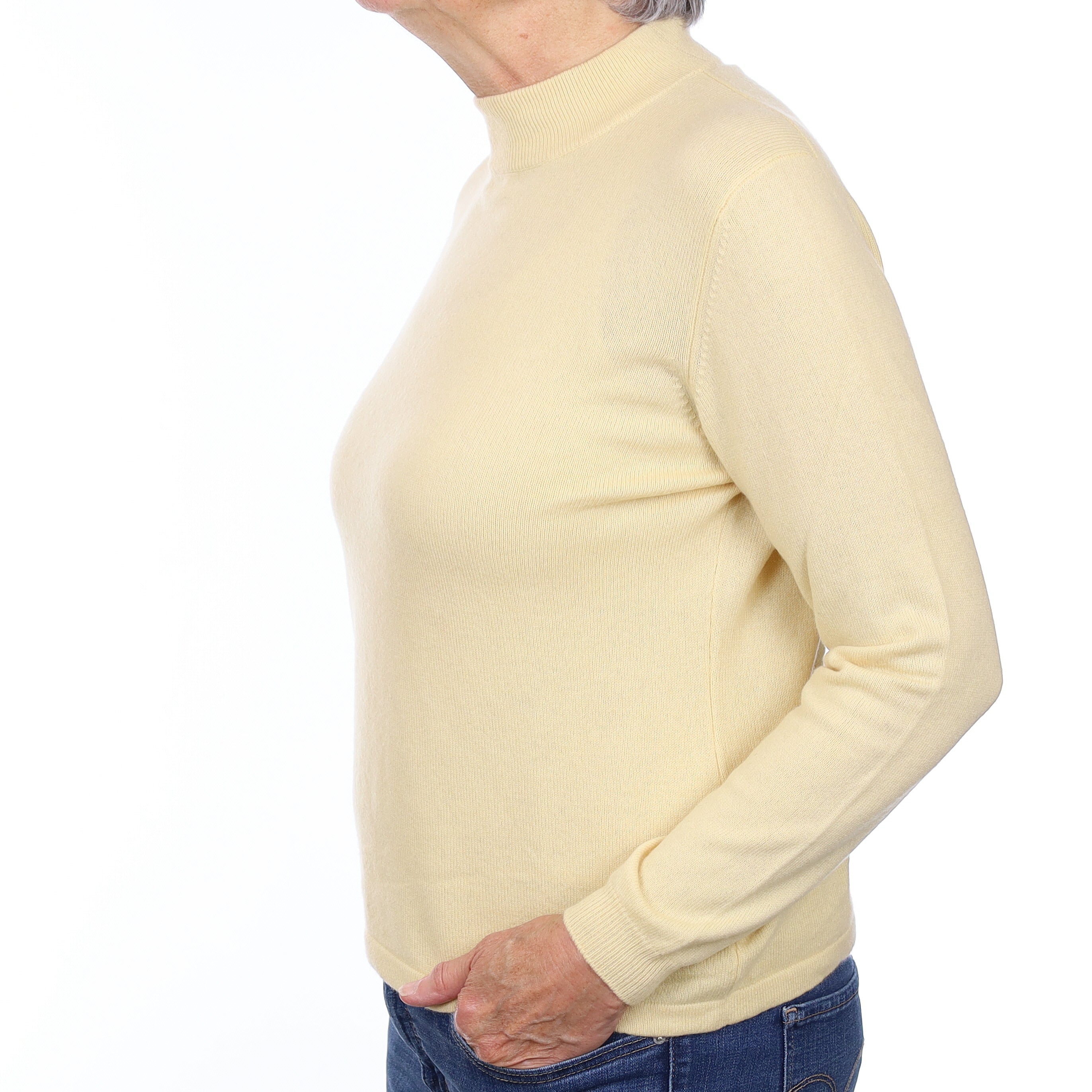 Custard Yellow Cashmere Turtleneck Jumper Medium