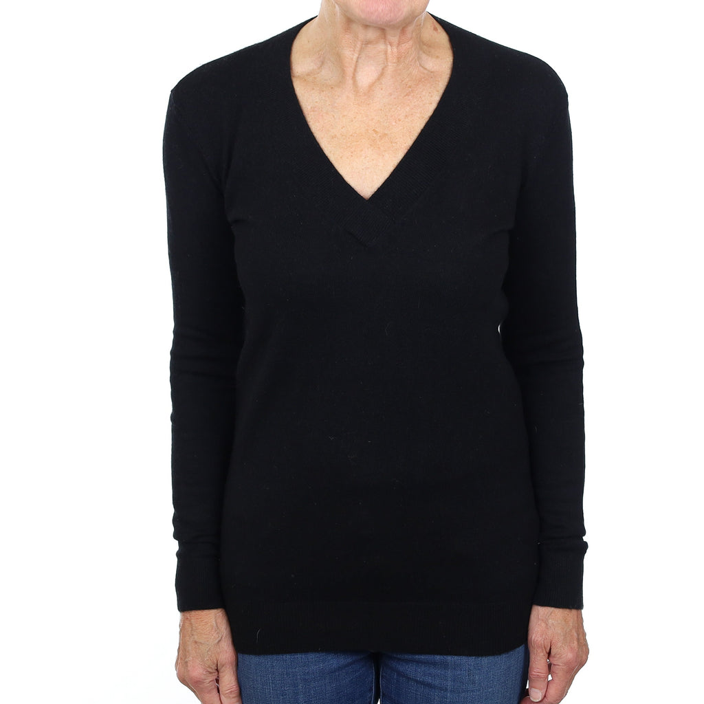 Vince Black Cashmere V Neck Jumper Medium