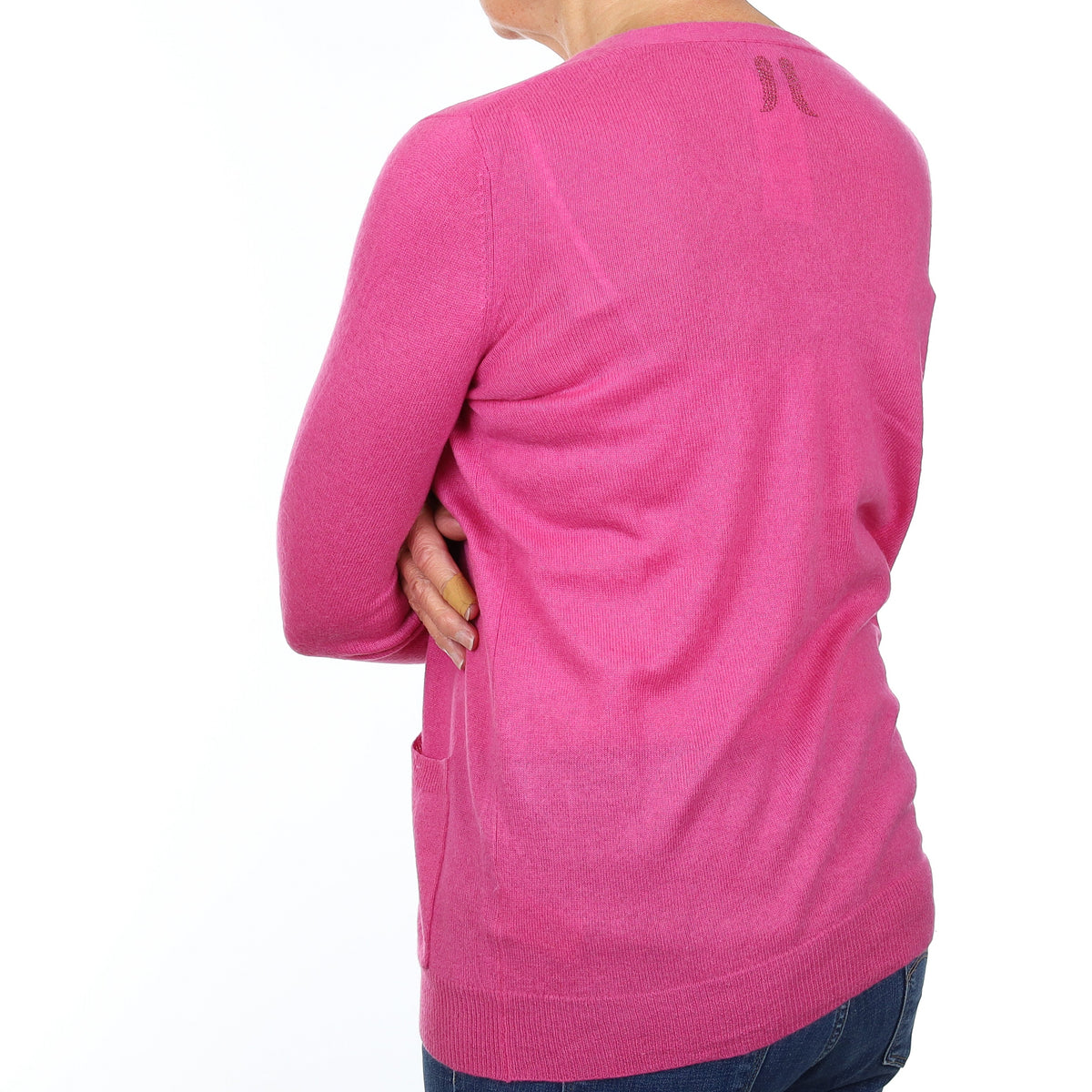 Rose Pink Cashmere Longline V Neck Cardigan With Pockets Medium