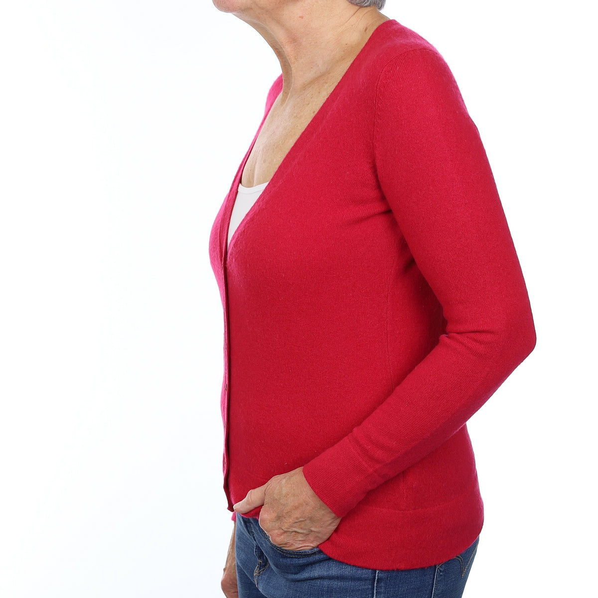 Cherry Pink Cashmere V Neck Cardigan Medium