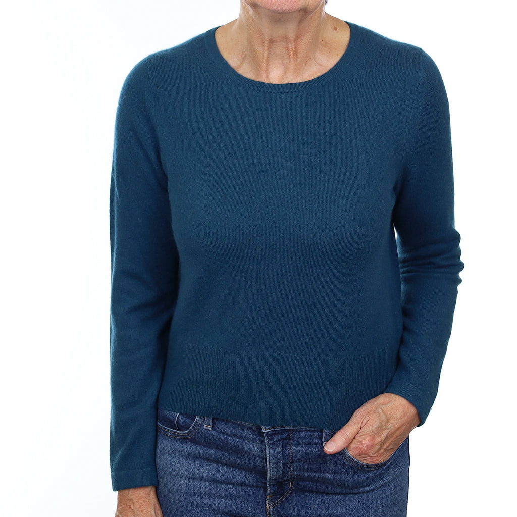Petrol Blue Cashmere Crew Neck Jumper Medium