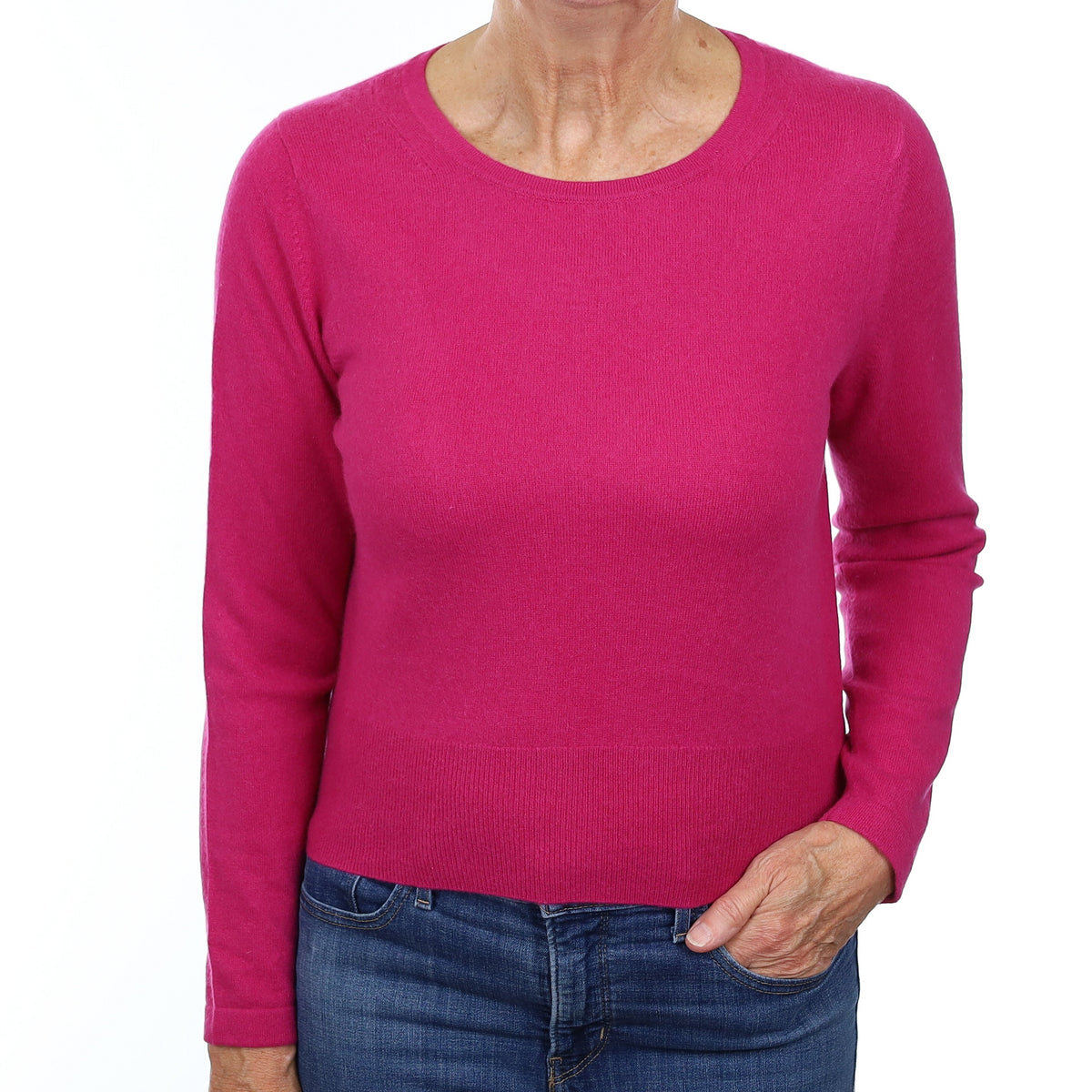 Fuchsia PinkCashmere Crew Neck Jumper Medium