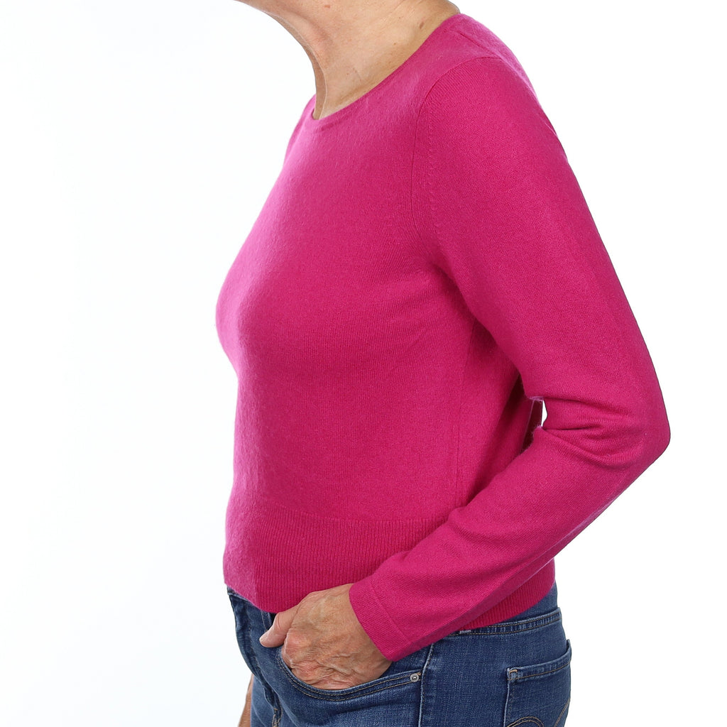 Fuchsia PinkCashmere Crew Neck Jumper Medium