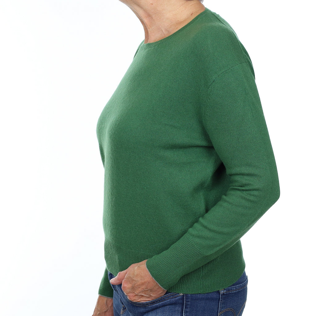 Fern Green Cashmere Crew Neck Jumper Medium