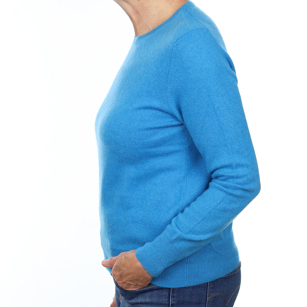 Mediterranean Blue Cashmere Crew Neck Jumper Medium