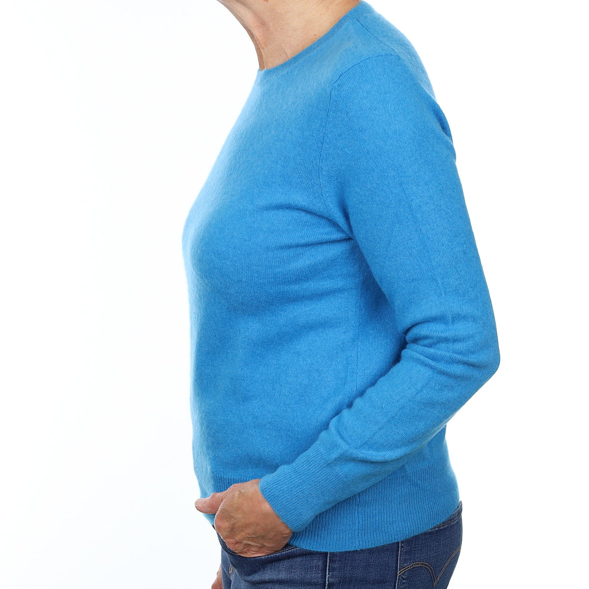 Mediterranean Blue Cashmere Crew Neck Jumper Medium
