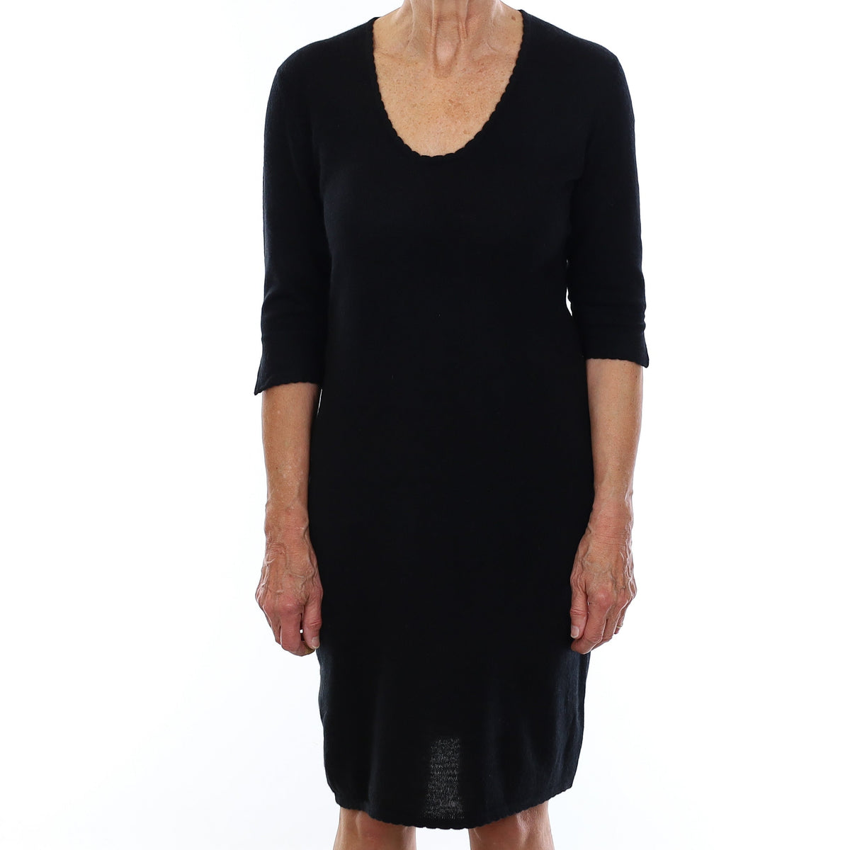Black Cashmere Scoop Neck Dress Medium