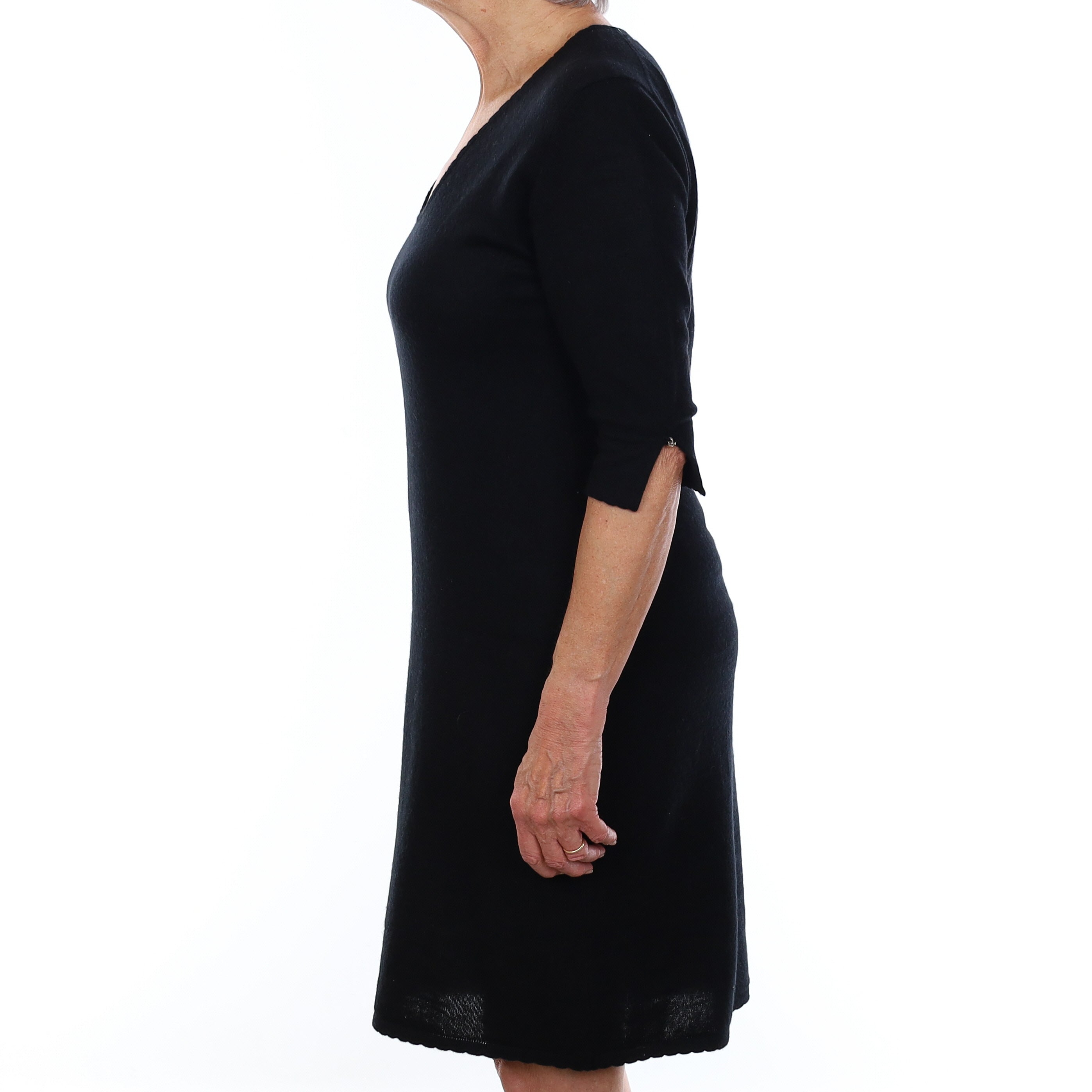 Black Cashmere Scoop Neck Dress Medium