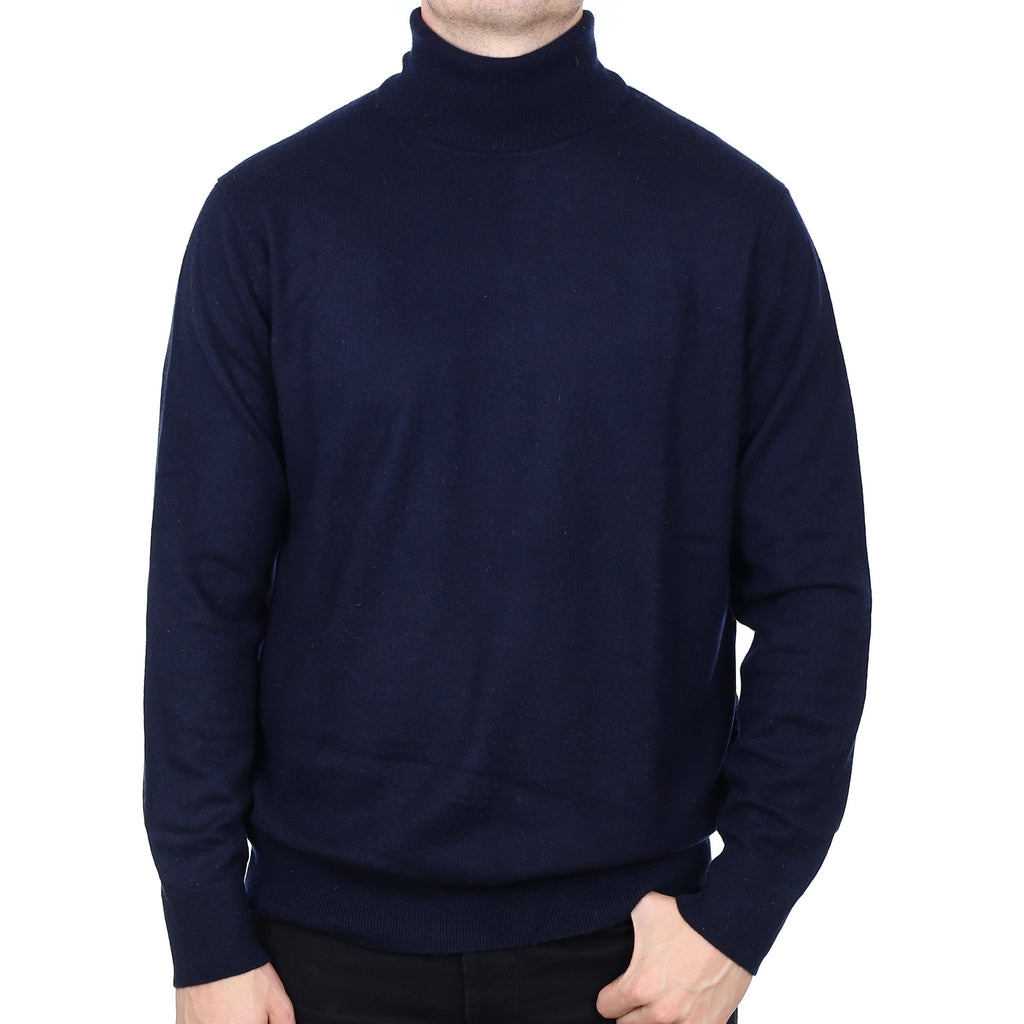 Men's Dark Navy Cashmere Polo Neck Jumper XXL