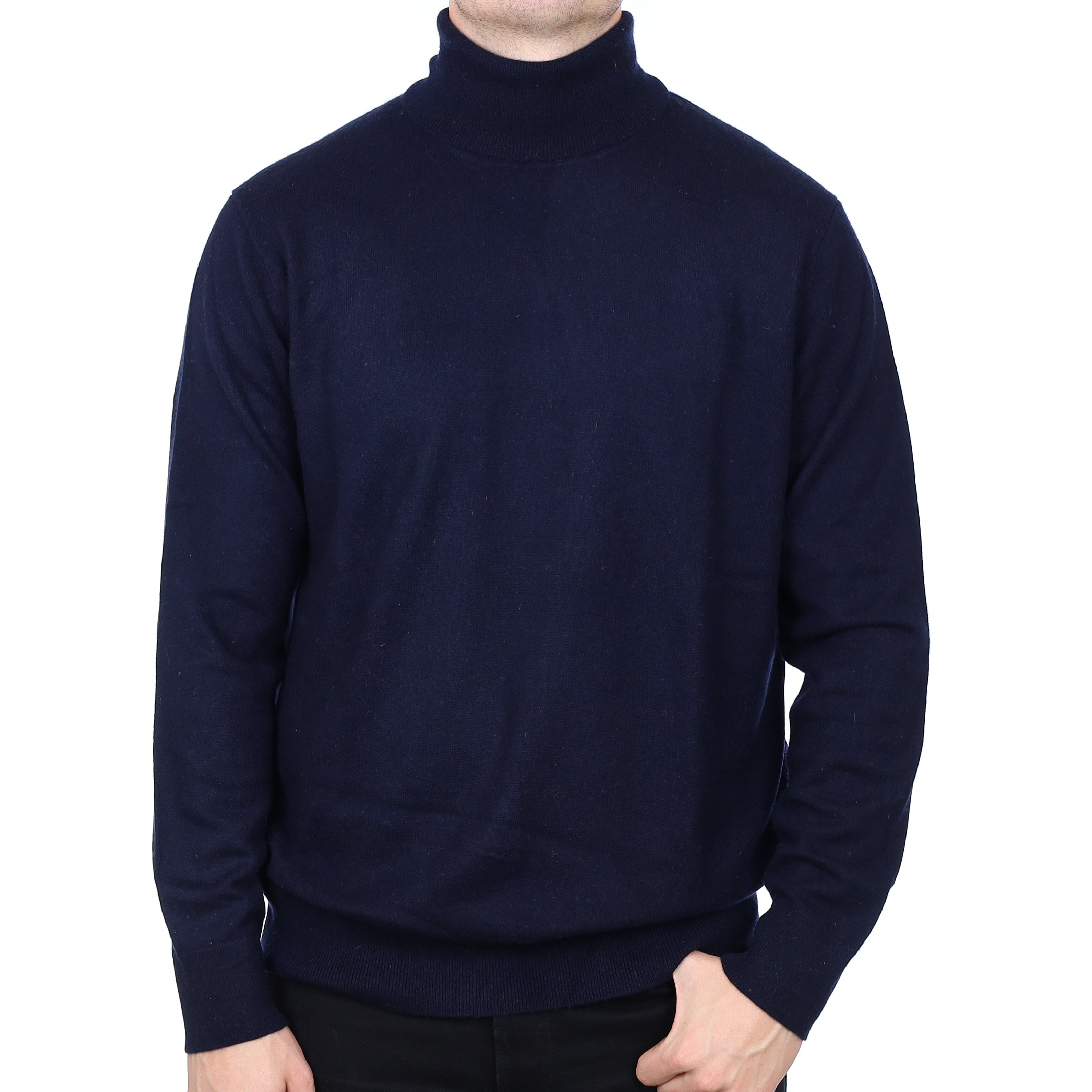 Men's Dark Navy Cashmere Polo Neck Jumper XXL