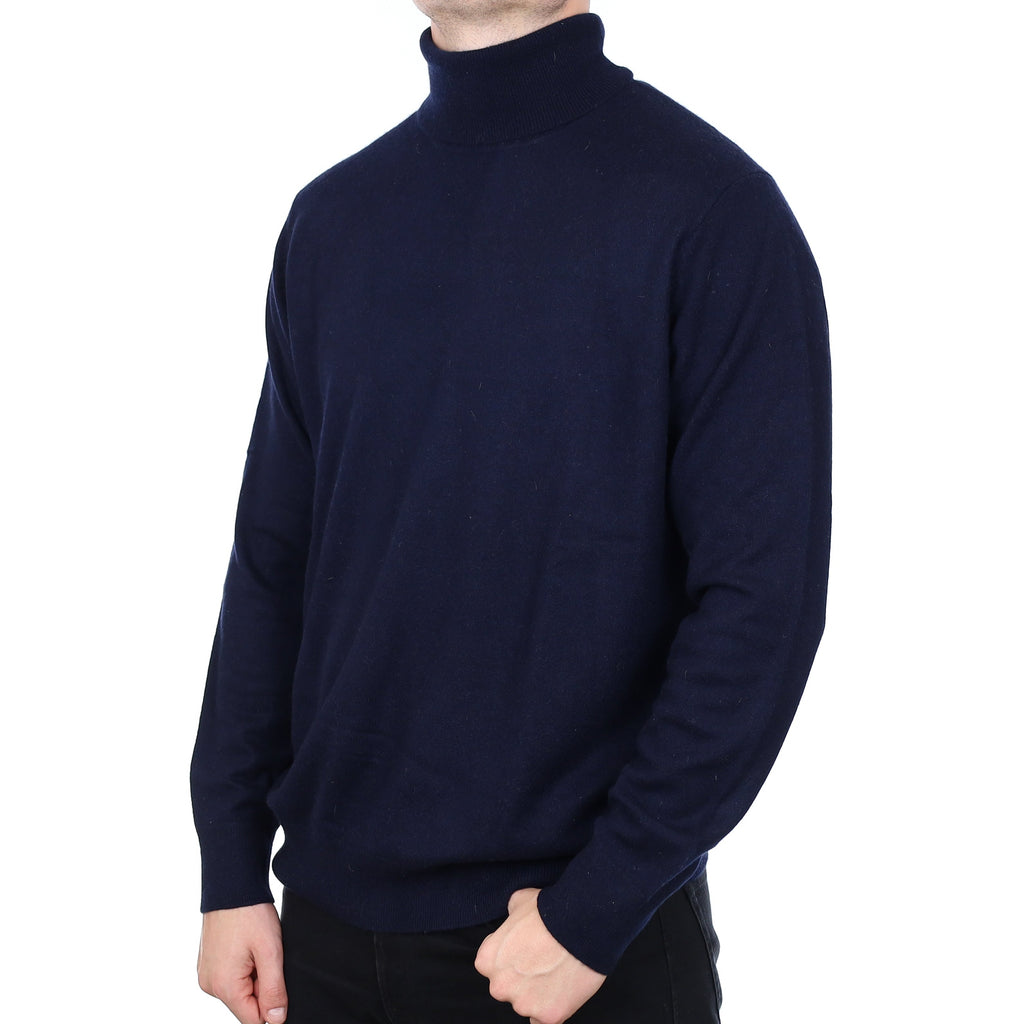 Men's Dark Navy Cashmere Polo Neck Jumper XXL