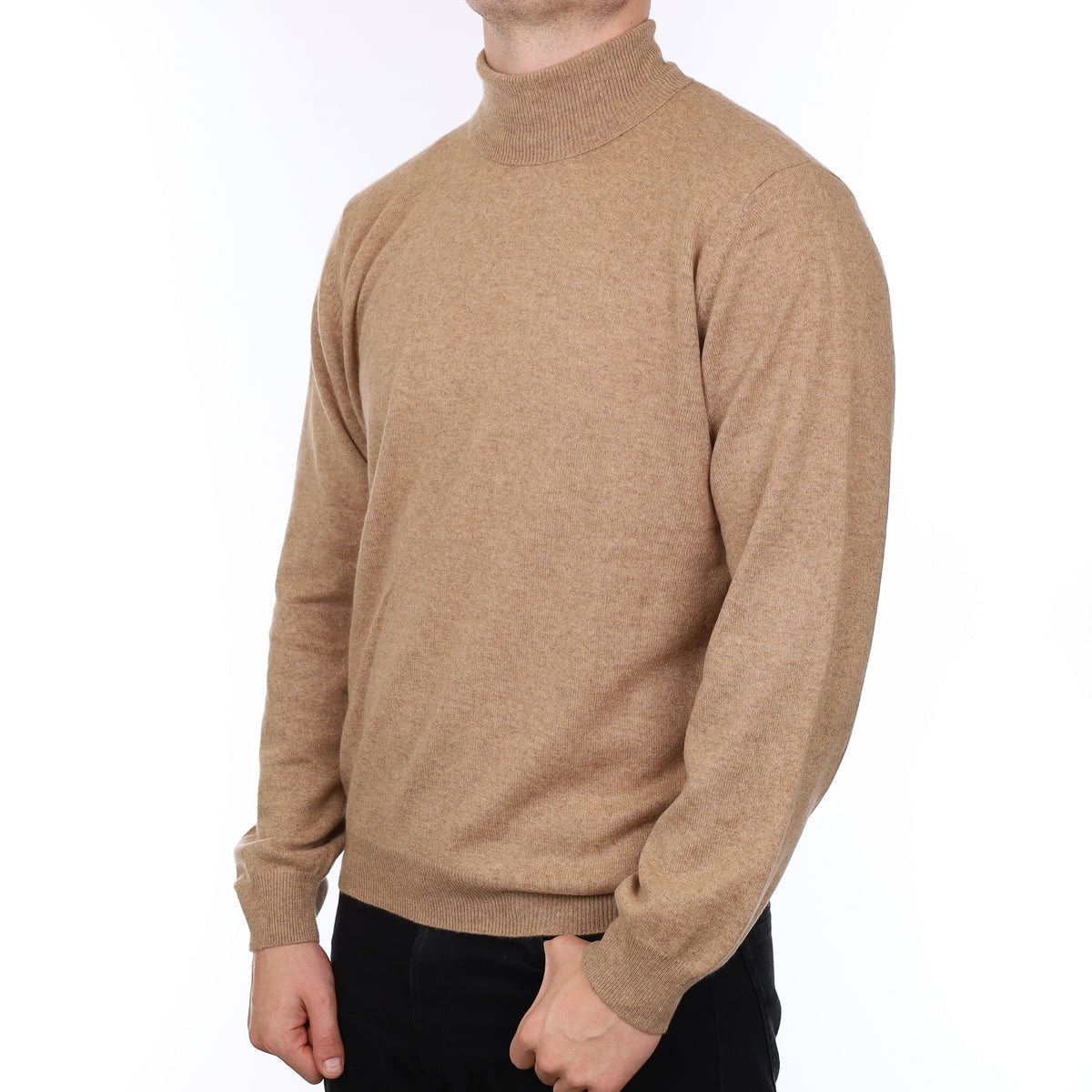 Men's Fudge Brown Cashmere Polo Neck Jumper XXL