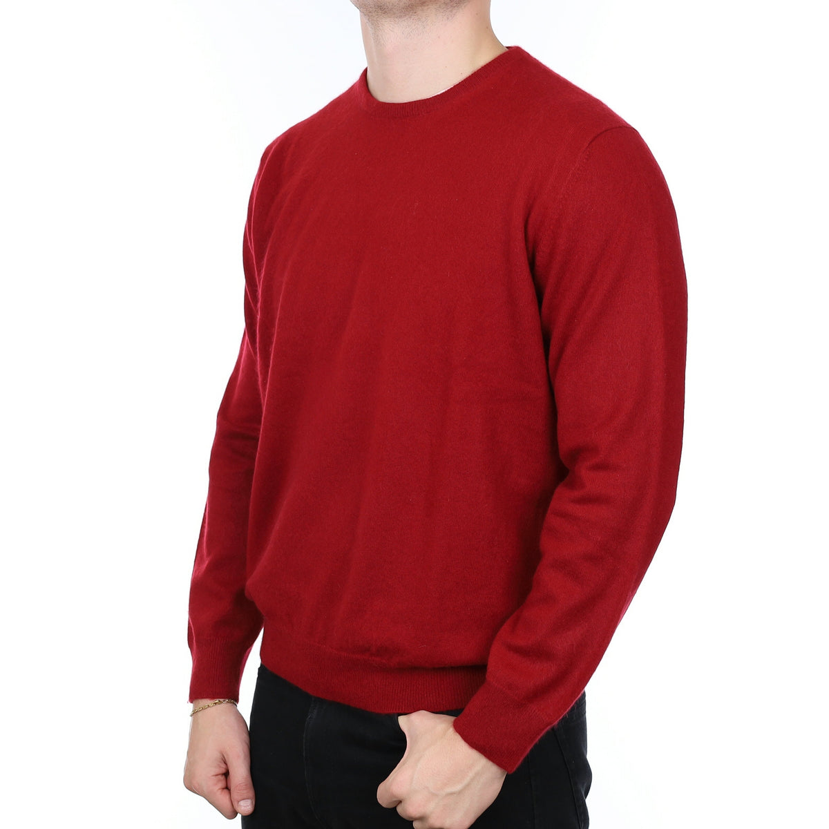 Men's Crimson Red Cashmere Crew Neck Jumper XXL