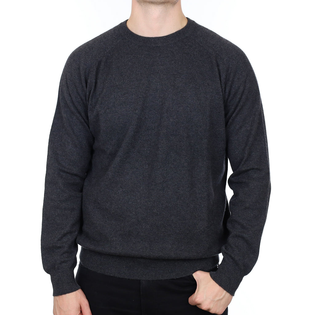 Men's Charcoal Grey Cashmere Crew Neck Jumper XXL