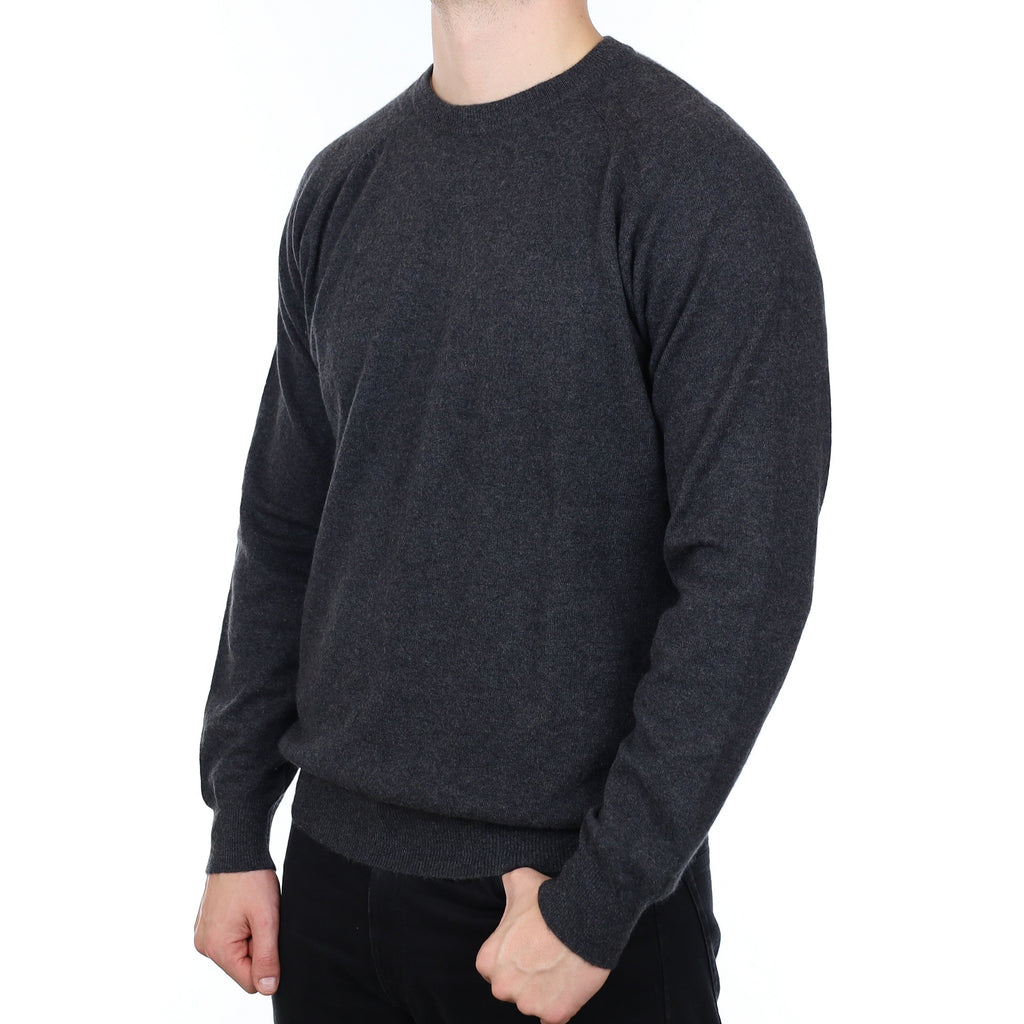 Men's Charcoal Grey Cashmere Crew Neck Jumper XXL