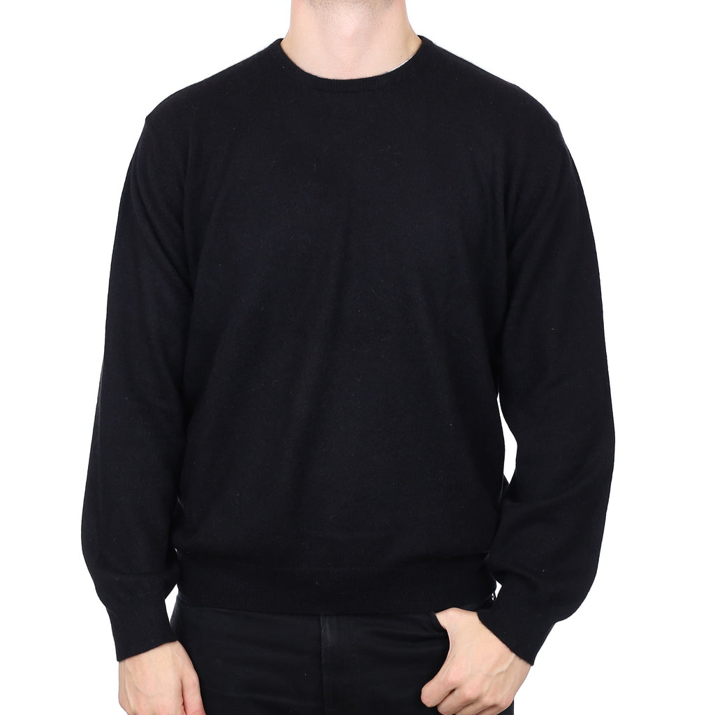 Men's Black Cashmere Crew Neck Jumper XXL