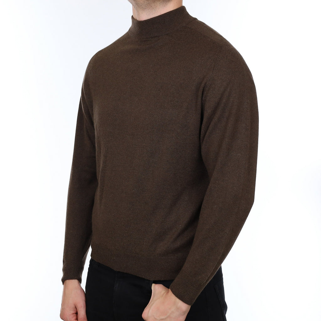 Men's Chocolate Brown Cashmere Turtle Neck Jumper XL