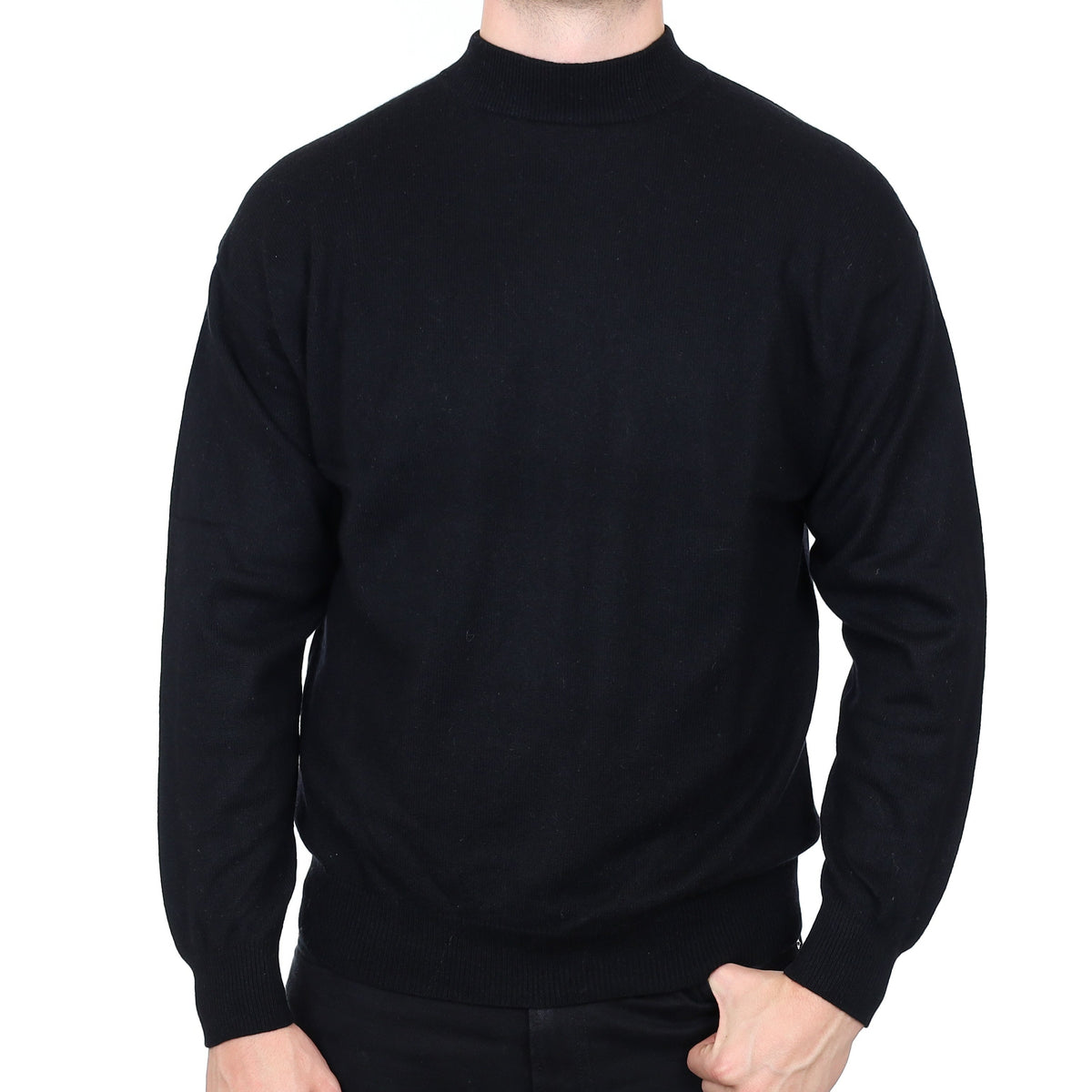 Men's Black Cashmere Turtle Neck Jumper XL