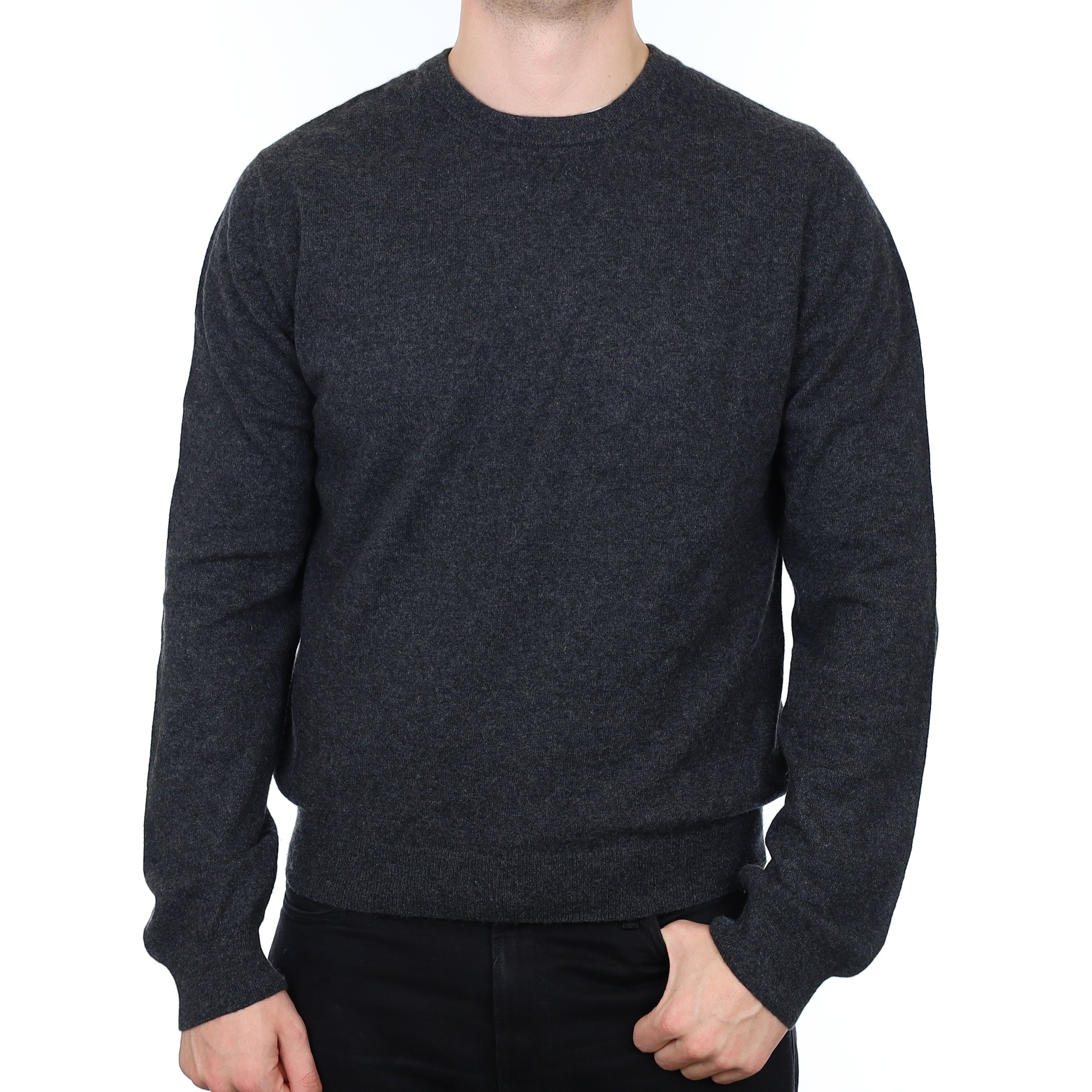 Men's Maison Montagut Charcoal Grey Cashmere Crew Neck Jumper XL