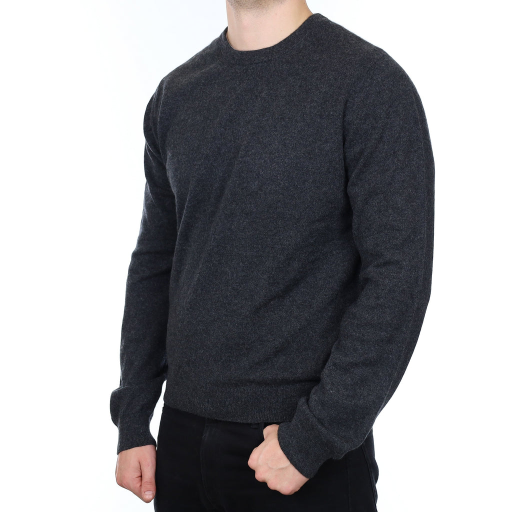 Men's Maison Montagut Charcoal Grey Cashmere Crew Neck Jumper XL
