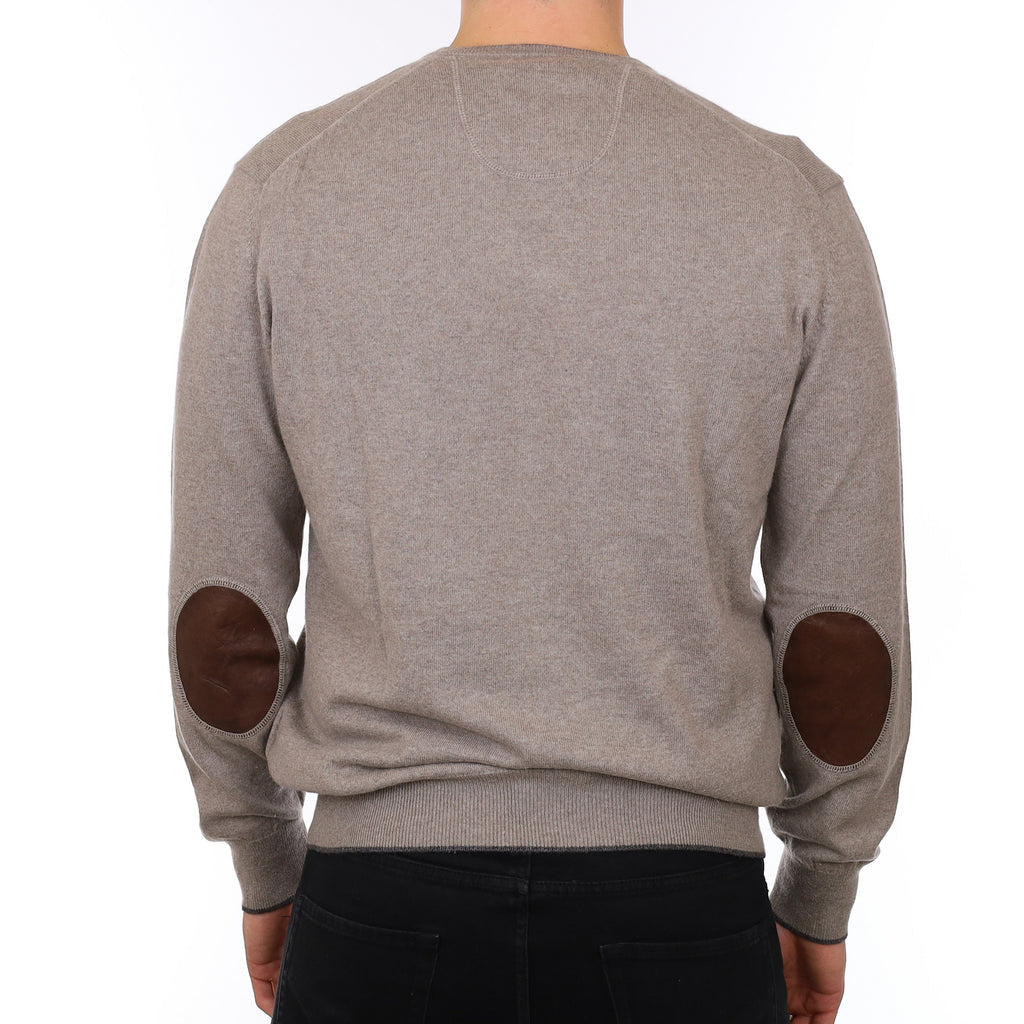 Men's Allude Mink Brown Cashmere V Neck Jumper XL