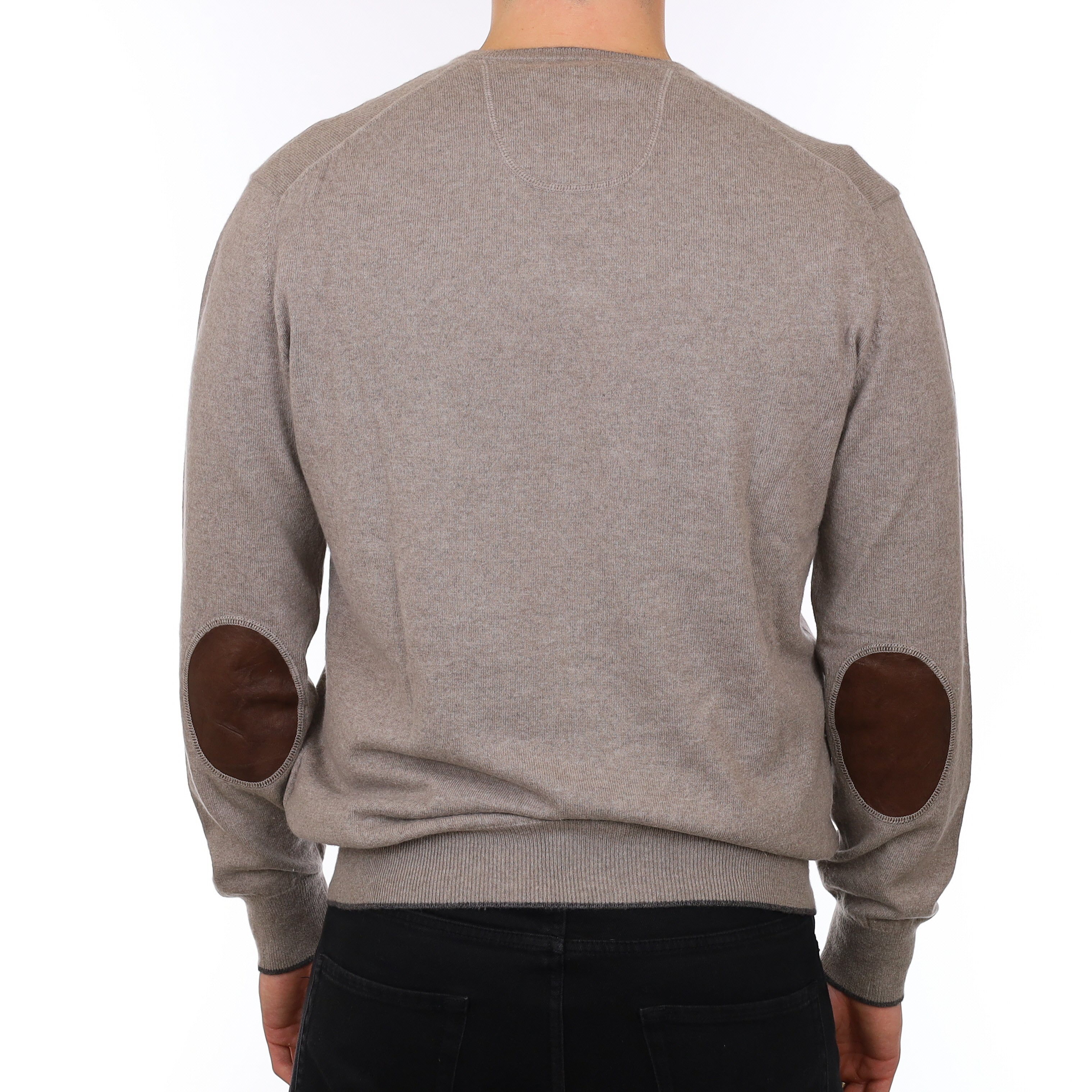 Men's Allude Mink Brown Cashmere V Neck Jumper XL