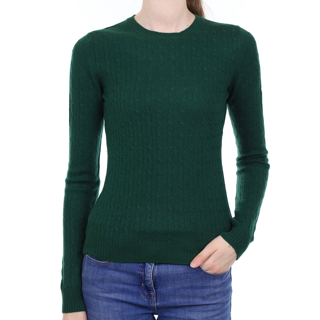 Racing Green Cable Cashmere Crew Neck Jumper Extra Small