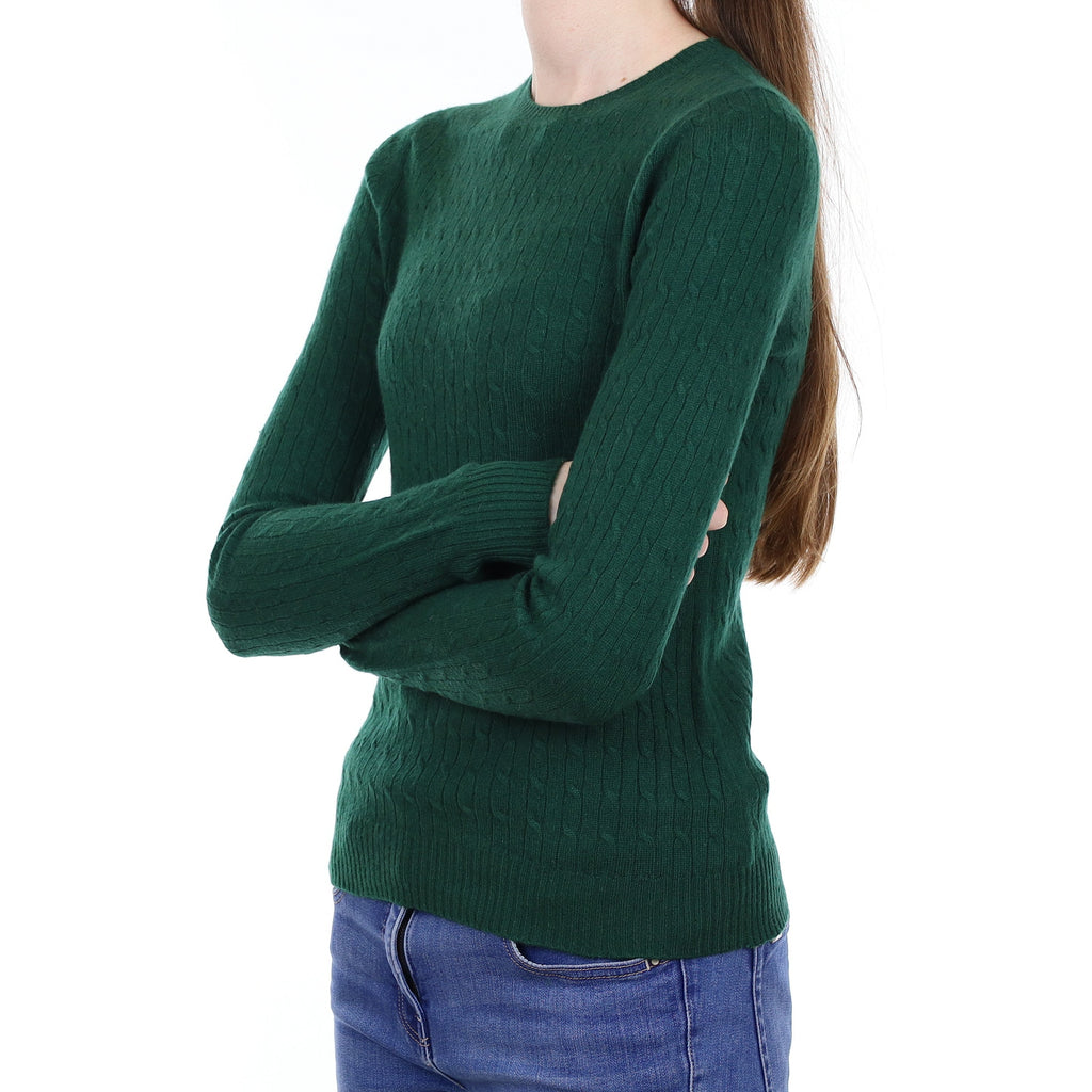 Racing Green Cable Cashmere Crew Neck Jumper Extra Small