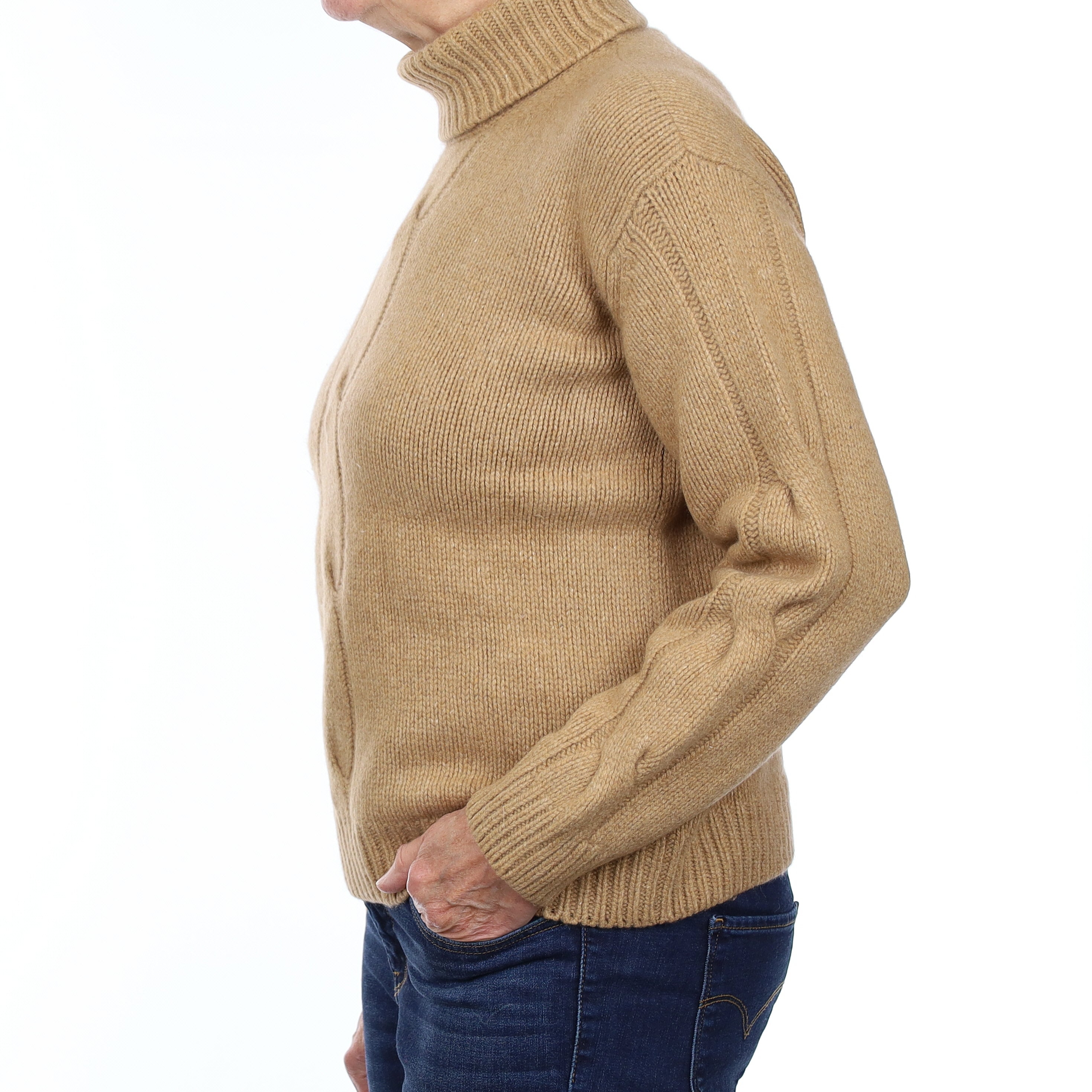 Pal Zileri Caramel Extra Chunky Cashmere Polo Neck Jumper Medium