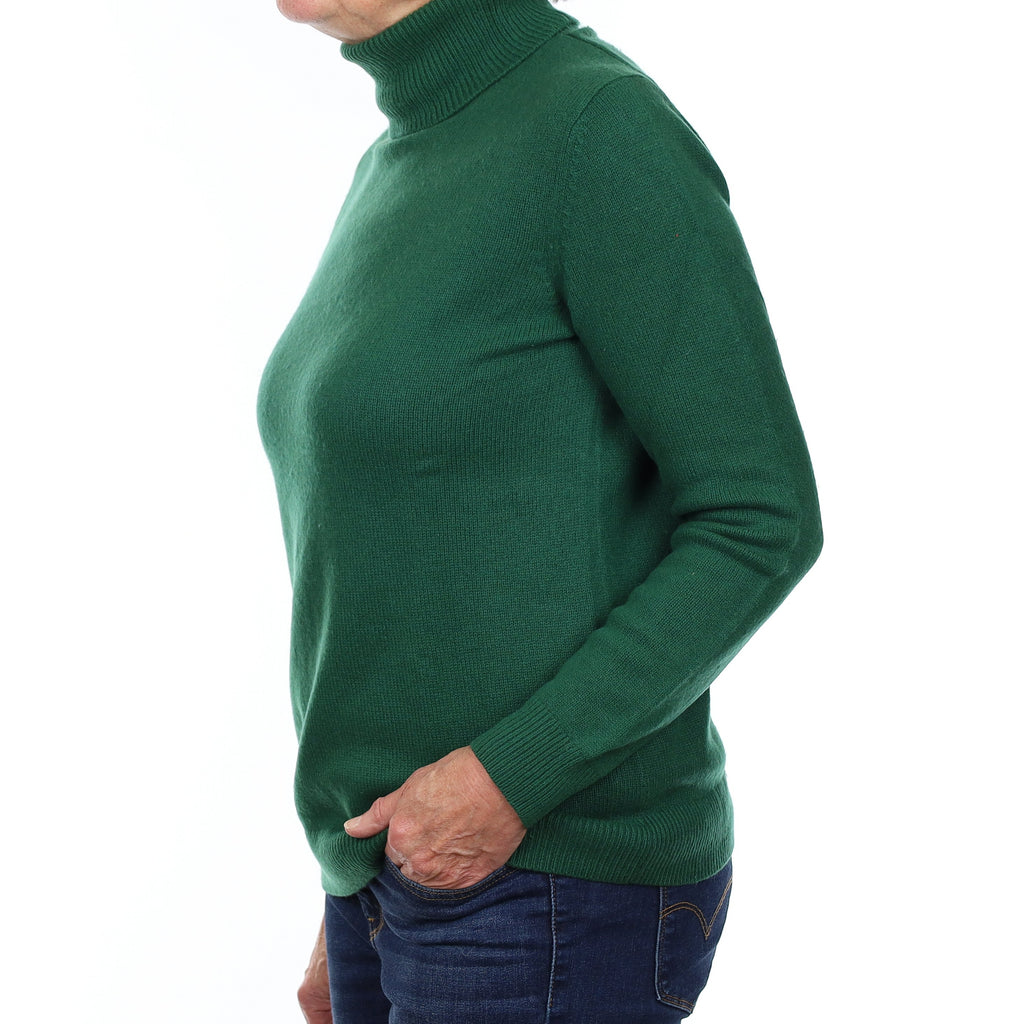 Cos Grass Green Heavy knit Cashmere Polo Neck Jumper Medium