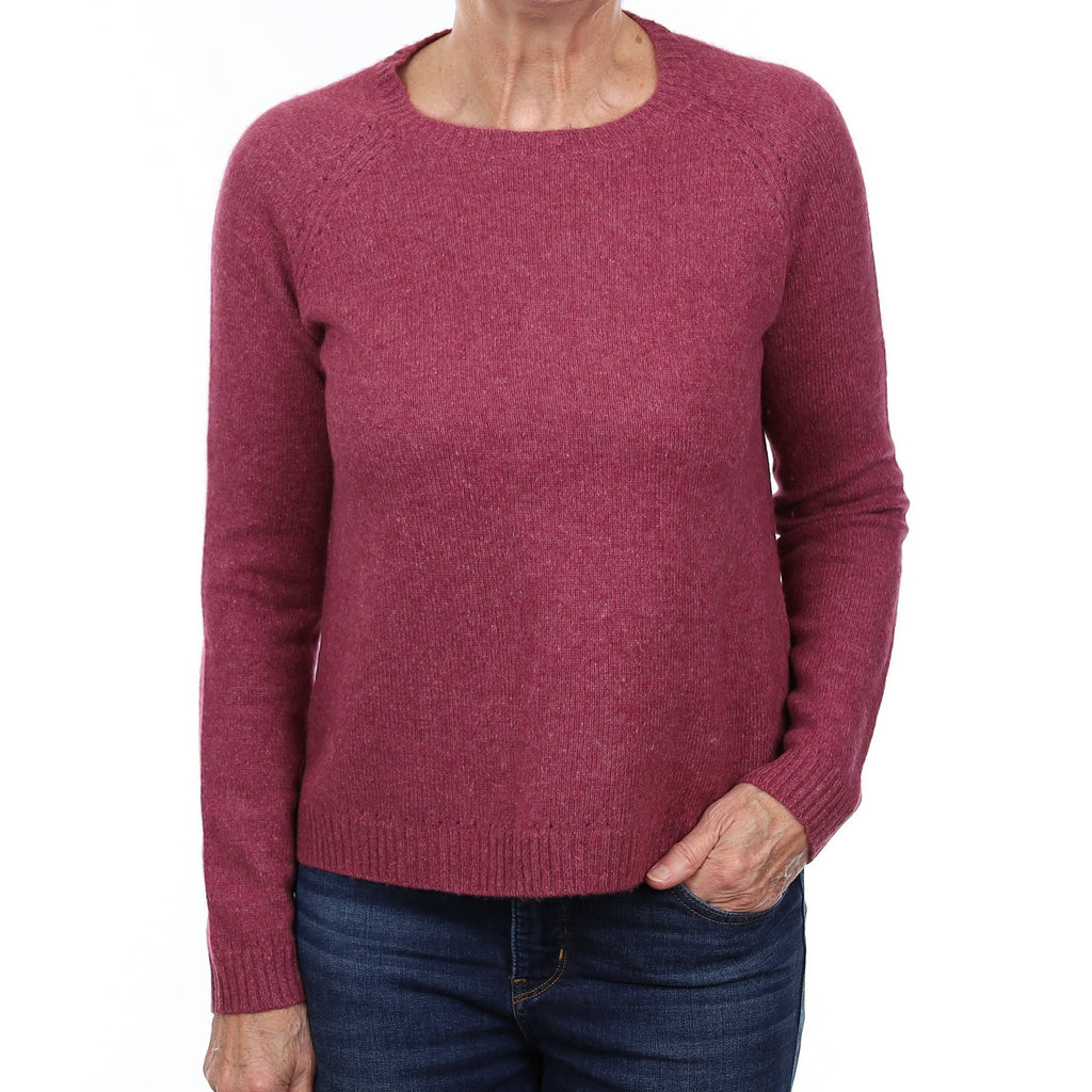 Heather Pink Marl Heavy Knit Cashmere Crew Neck Jumper Medium