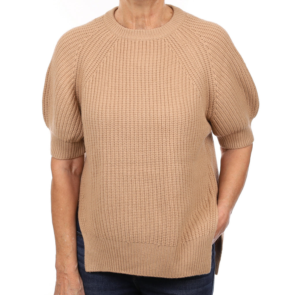 LouLou Studio Caramel Chunky Cashmere Short Sleeve Crew Neck Jumper Medium