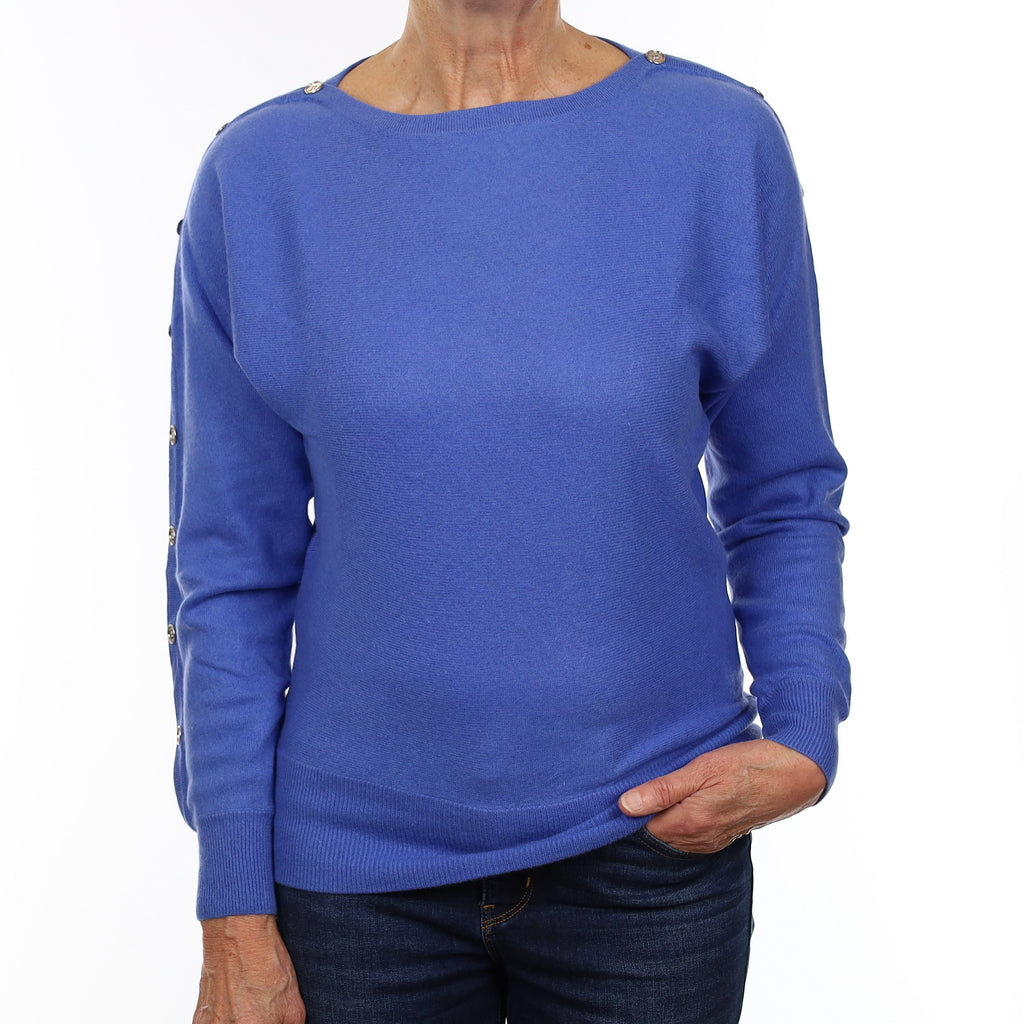 Michael Kors Hyacinth Blue Cashmere Batwing Crew Neck Jumper Medium