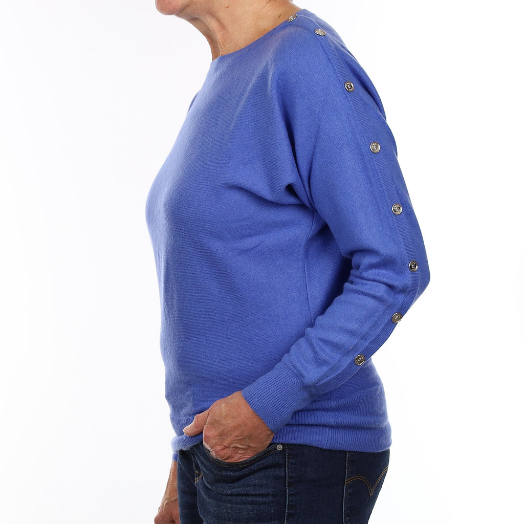 Michael Kors Hyacinth Blue Cashmere Batwing Crew Neck Jumper Medium