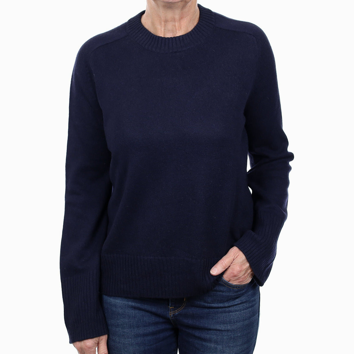 Cos Navy Heavy Knit Cashmere Crew Neck Jumper Medium