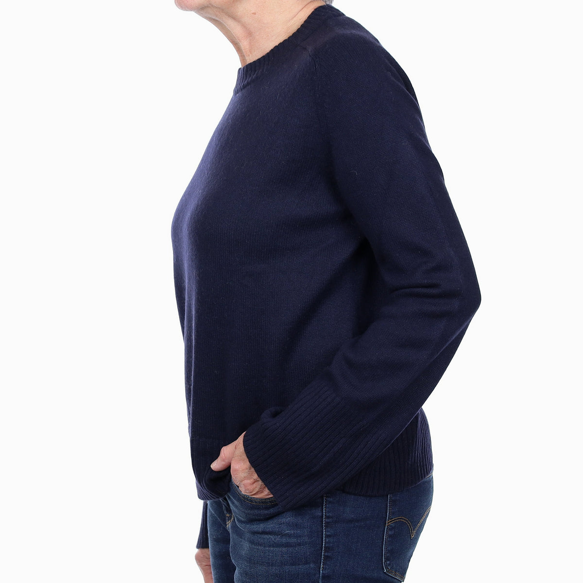 Cos Navy Heavy Knit Cashmere Crew Neck Jumper Medium