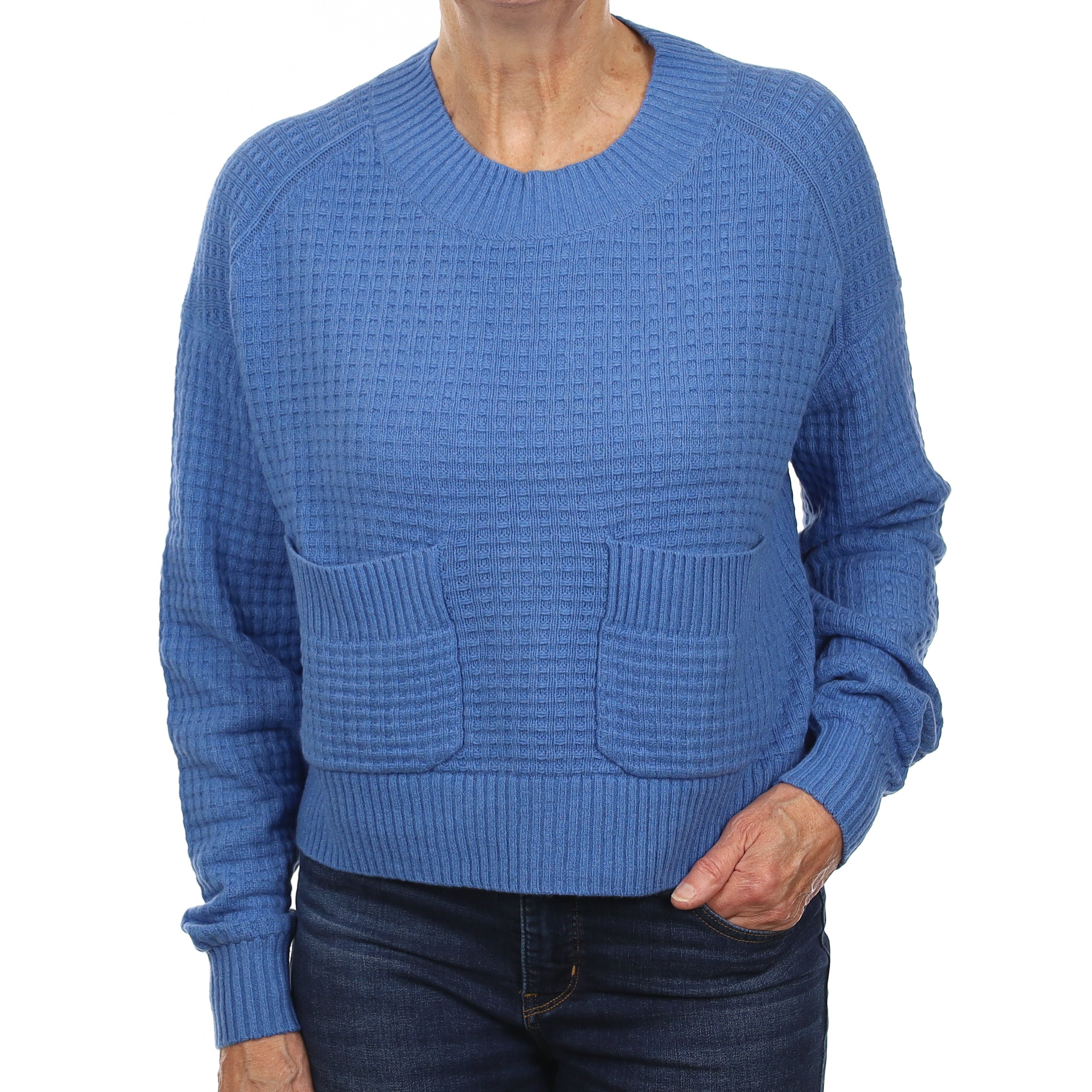 Everlane Cornflower Blue Heavy Waffle Cashmere Crew Neck Jumper Medium