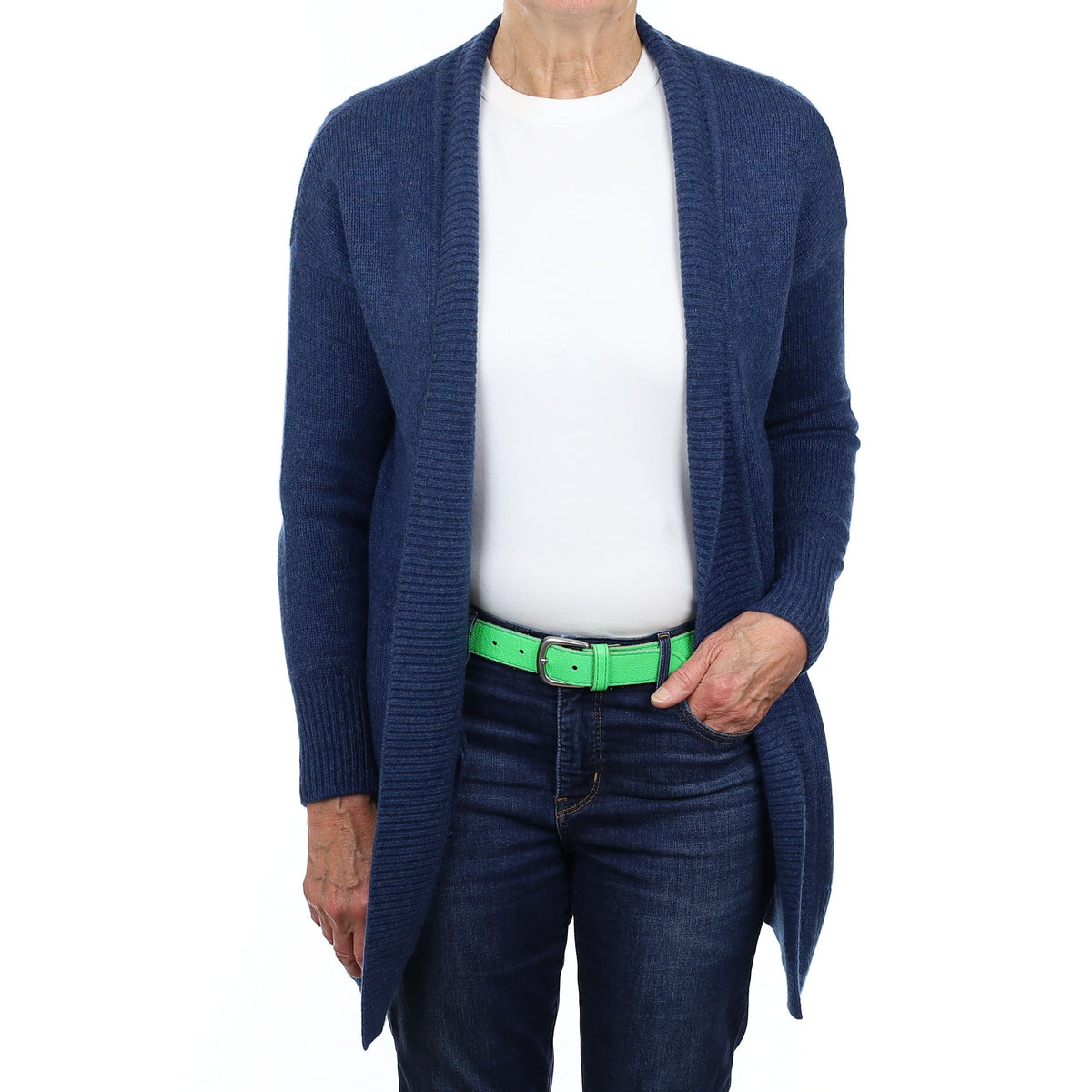 The White Company Deep Denim Cashmere Edge to Edge Cardigan Medium