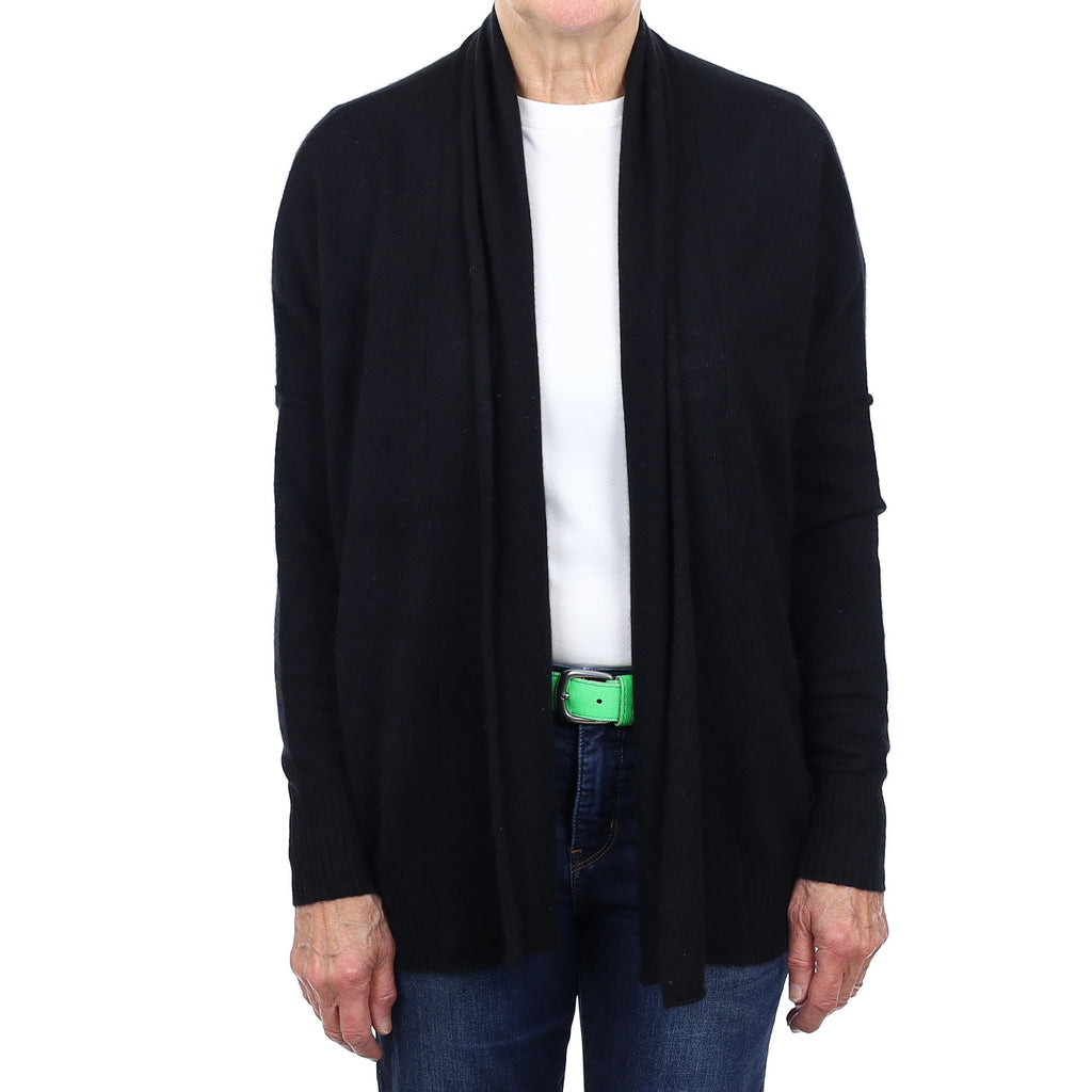 Black Slouchy Cashmere Edge to Edge Cardigan Medium