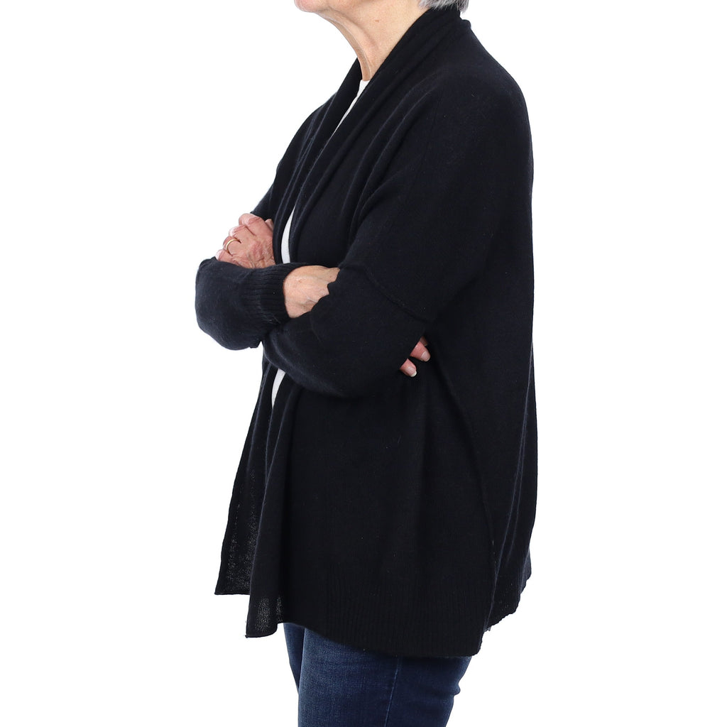 Black Slouchy Cashmere Edge to Edge Cardigan Medium