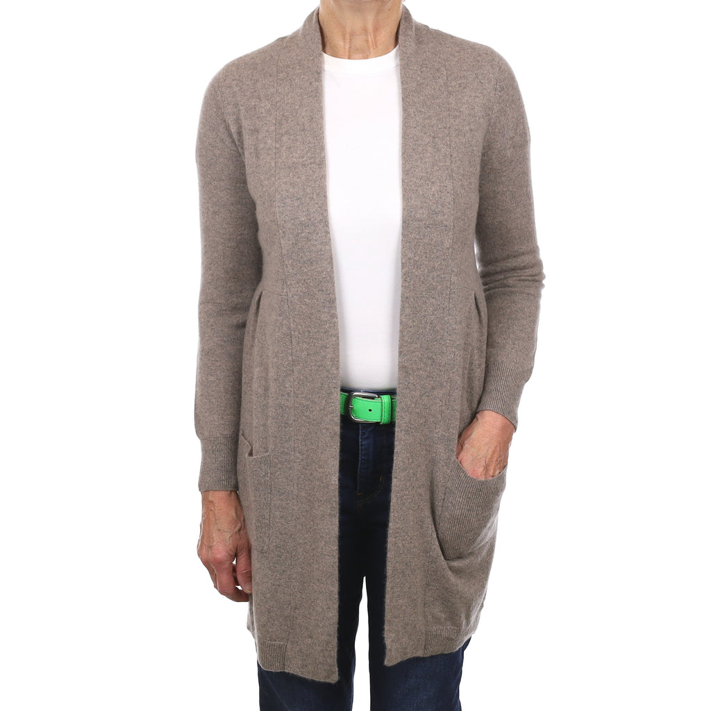 Mink Empire Line Cashmere Edge to Edge Cardigan with Pockets Medium